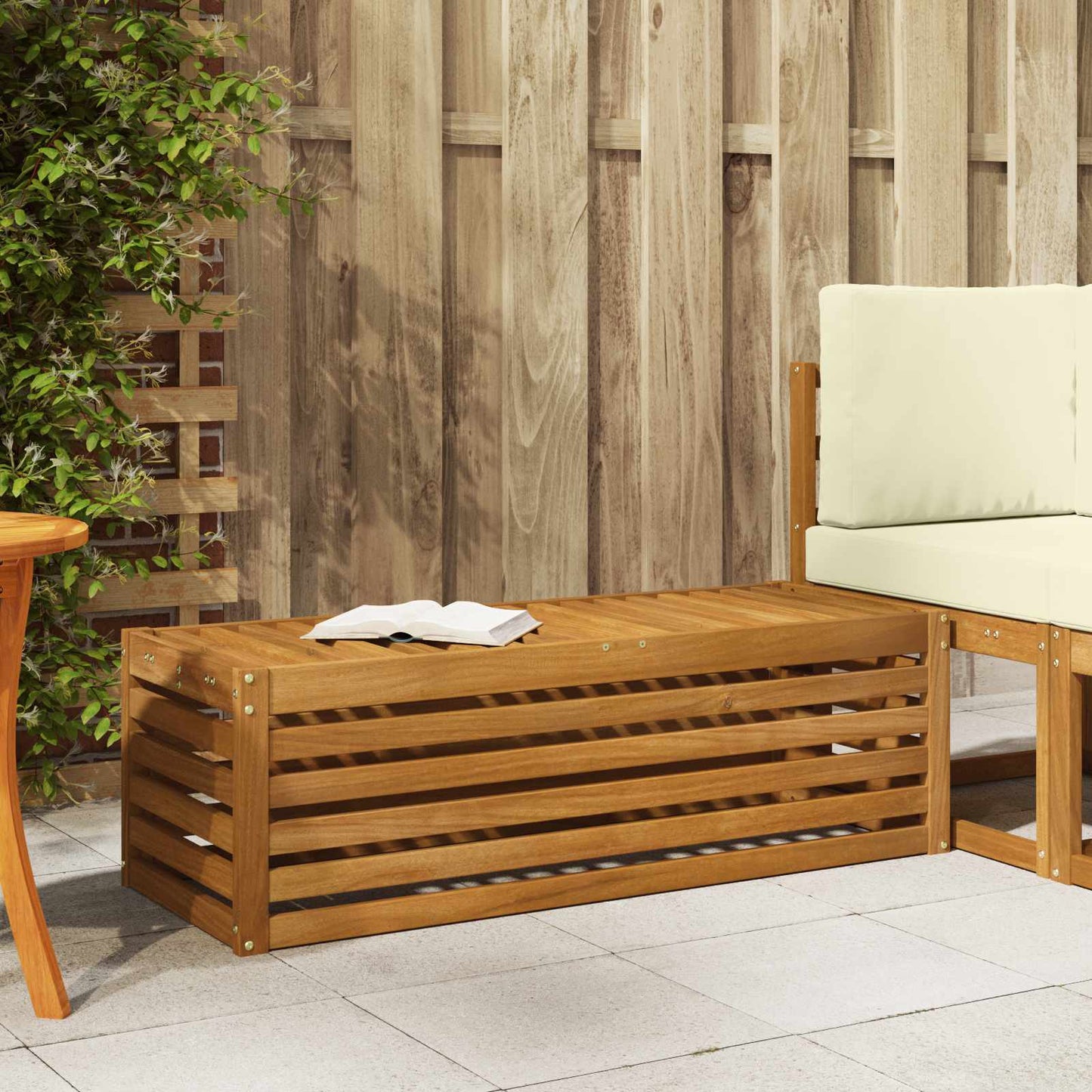 Outdoor Hocker Bank 115 X 43 X 37 Cm Massivholz Akazie