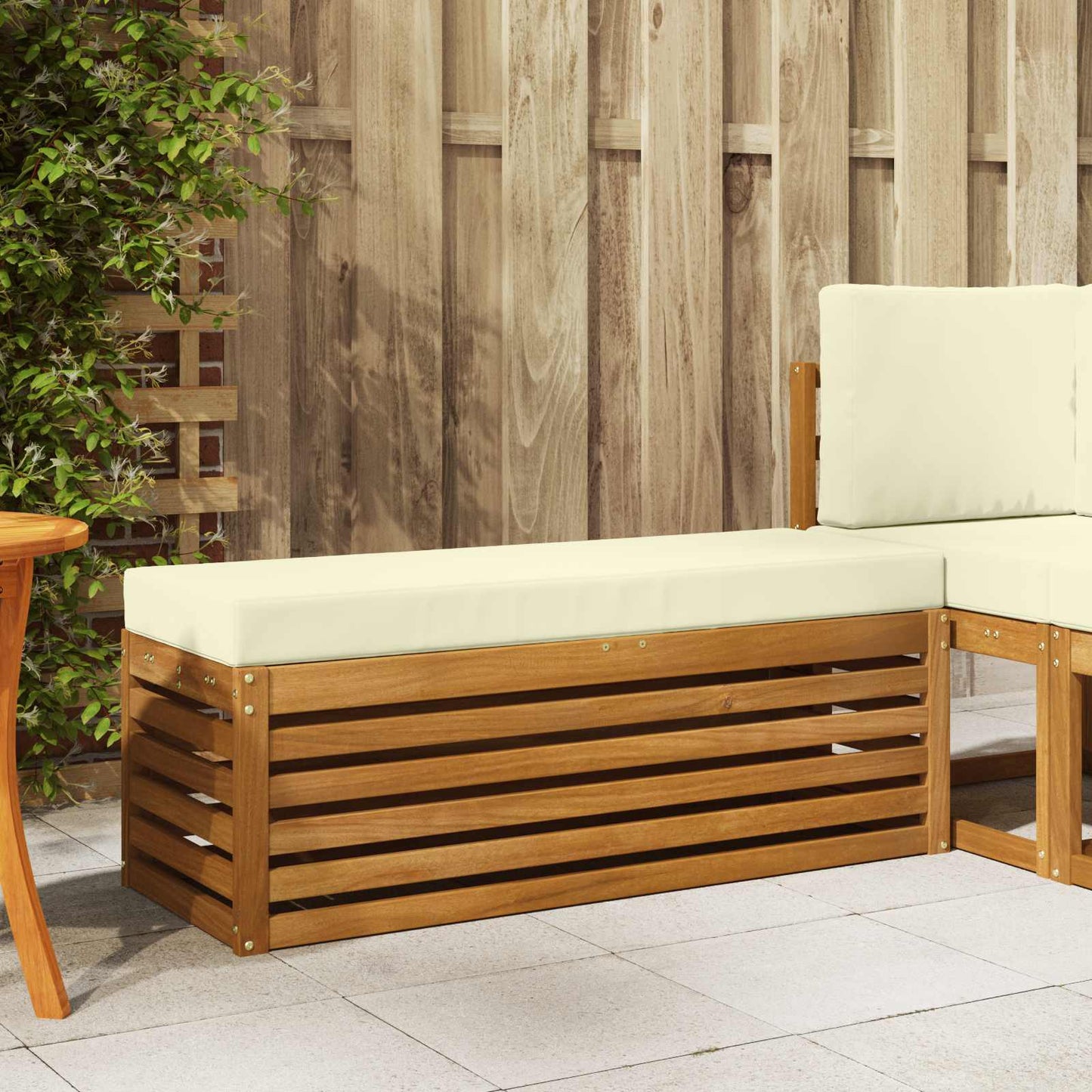 Outdoor Hocker Bank 115 X 43 X 37 Cm Massivholz Akazie