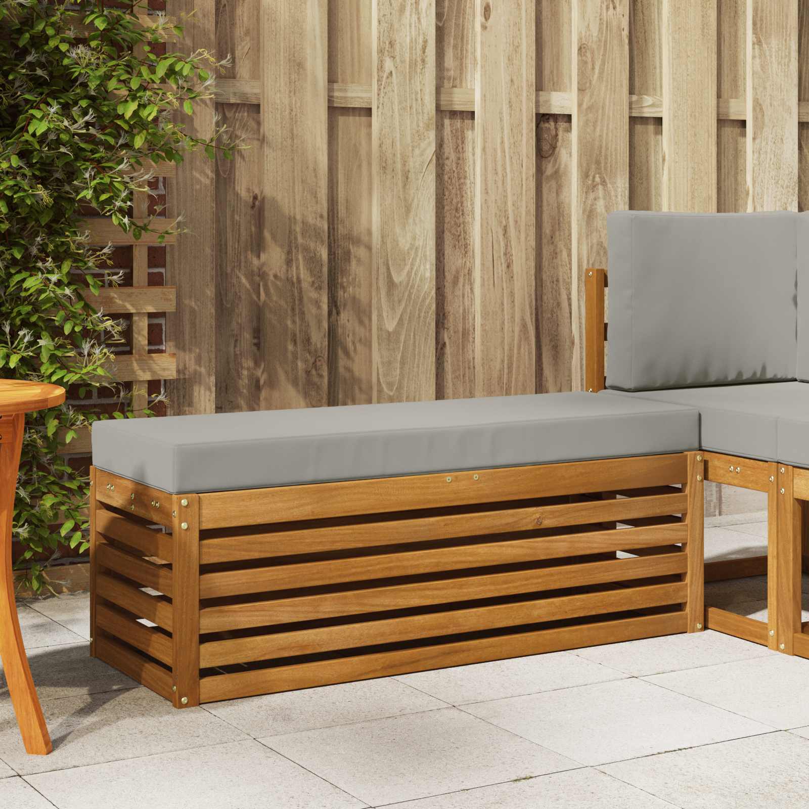Outdoor Hocker Bank 115 X 43 X 37 Cm Massivholz Akazie