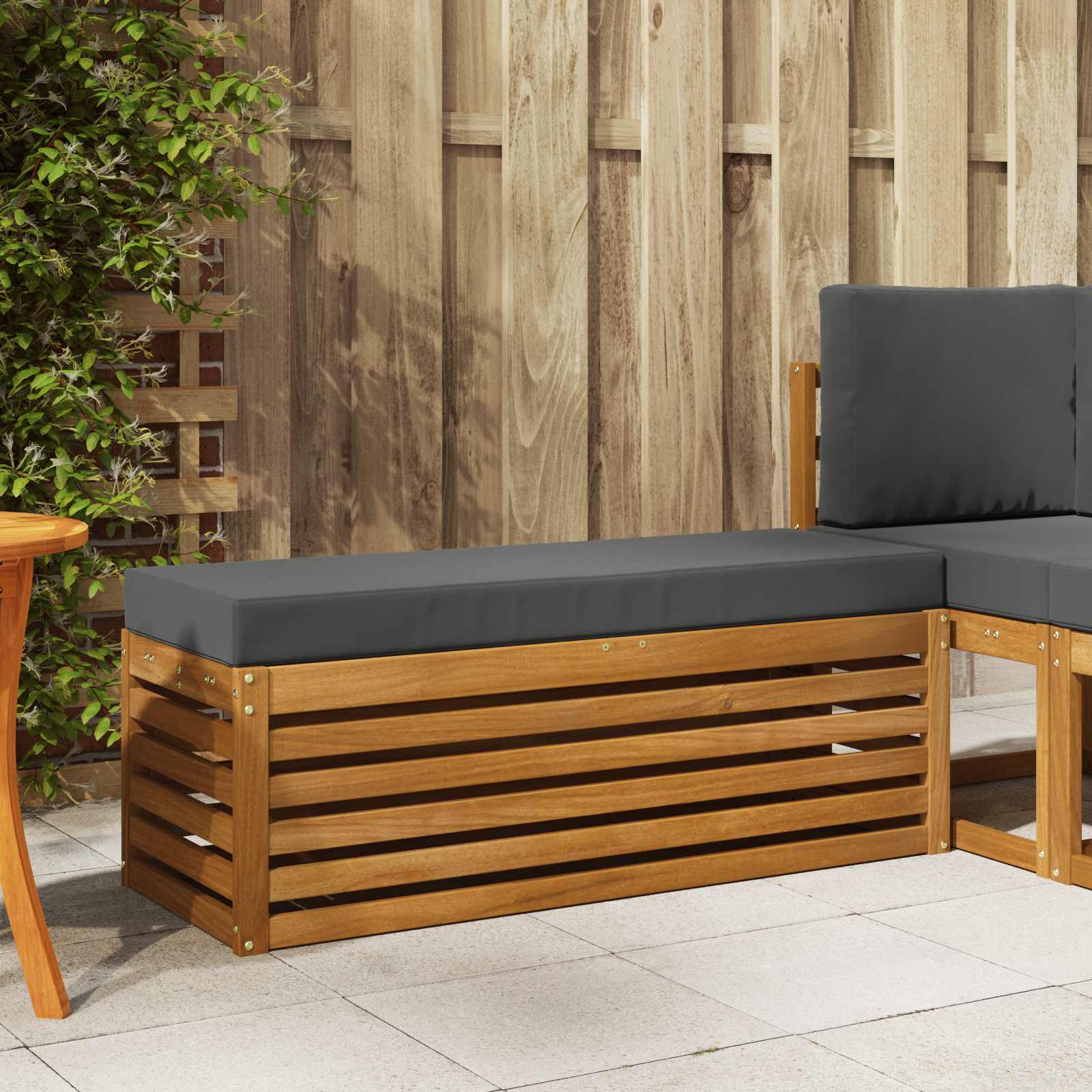 Outdoor Hocker Bank 115 X 43 X 37 Cm Massivholz Akazie