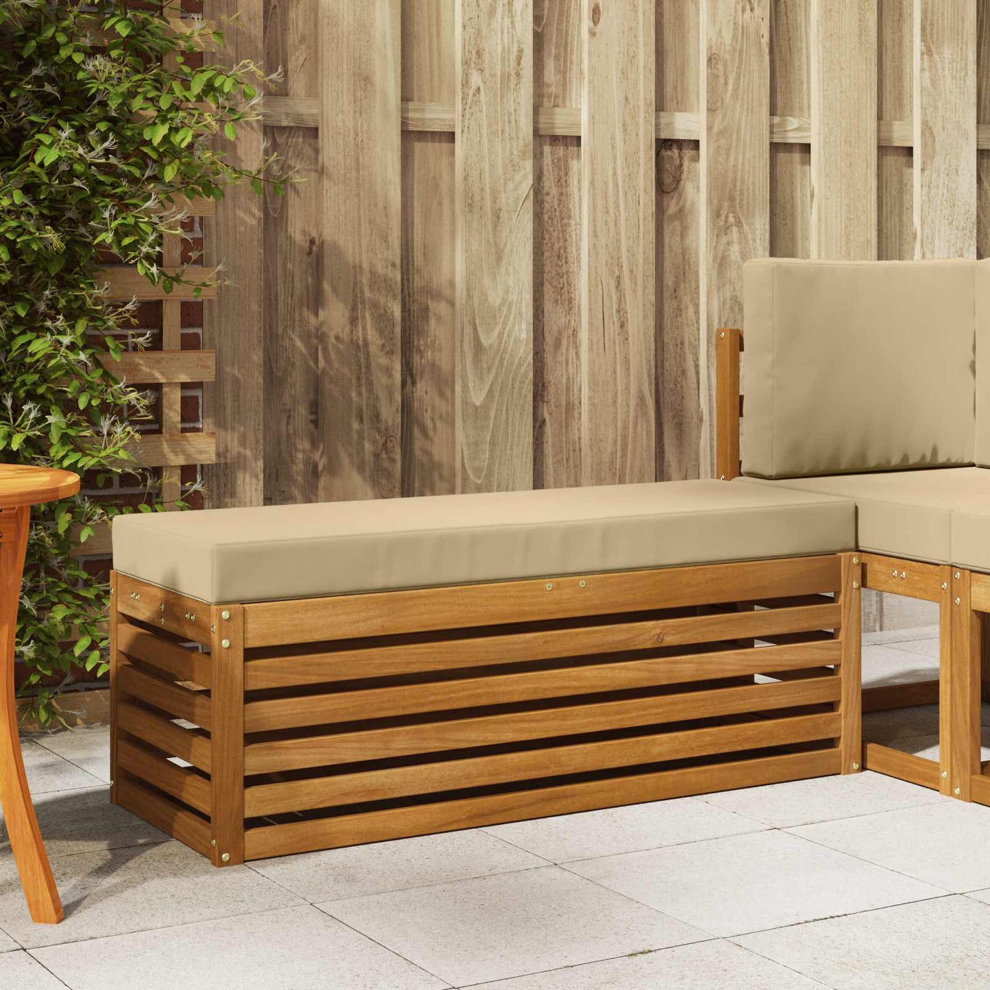 Outdoor Hocker Bank 115 X 43 X 37 Cm Massivholz Akazie