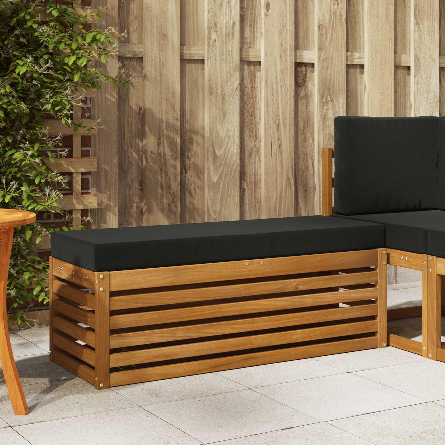 Outdoor Hocker Bank 115 X 43 X 37 Cm Massivholz Akazie
