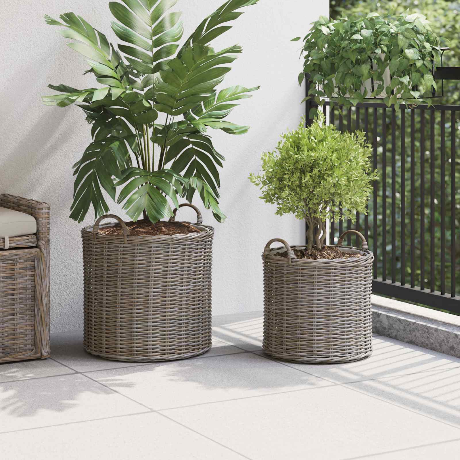 Blumentopf Körbchen Mit Speicher 2 Pcs Lacak Rattan