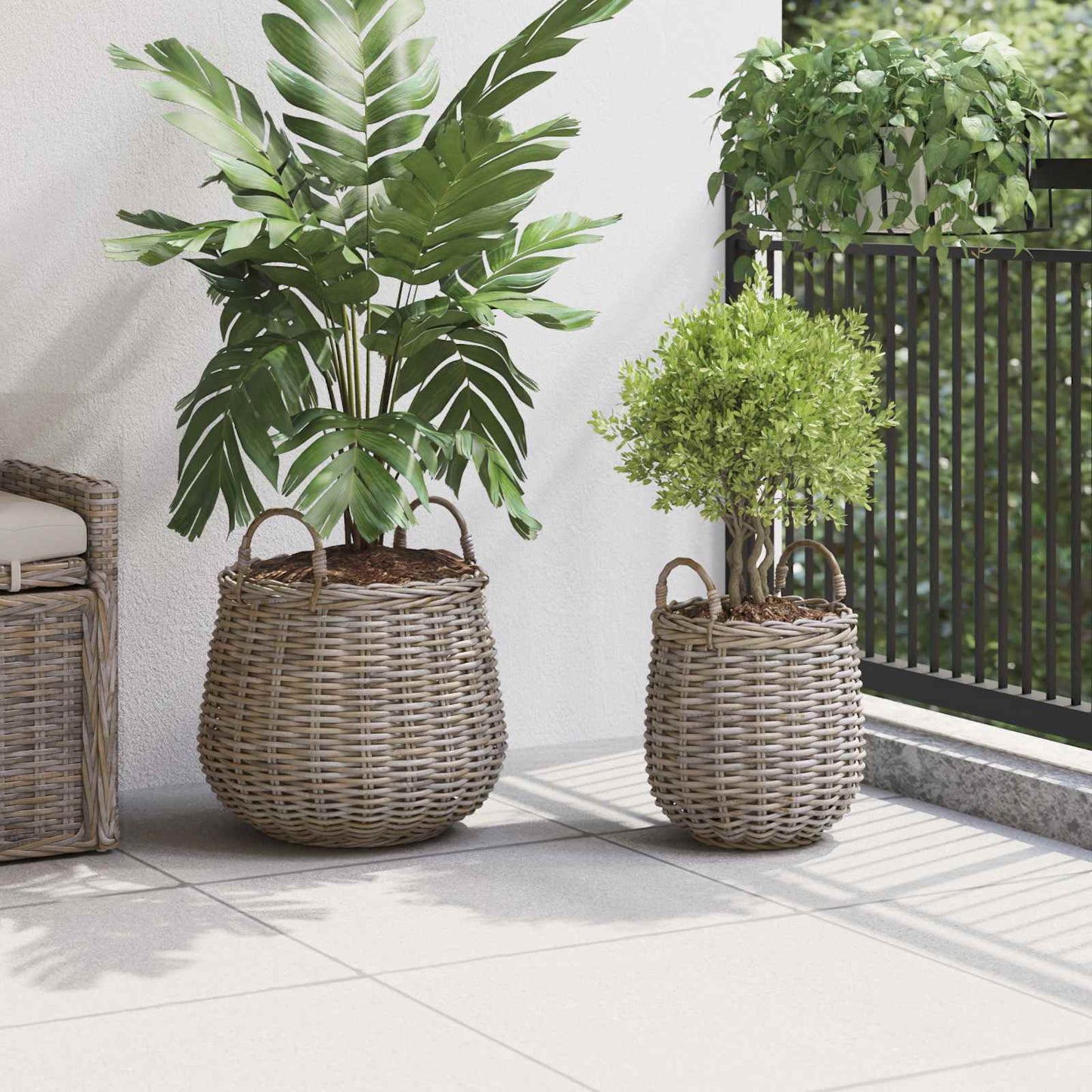 Blumentopf Körbchen Mit Speicher 2 Pcs Lacak Rattan