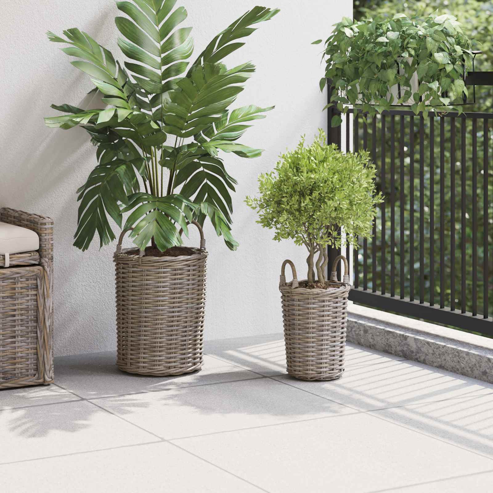 Blumentopfkorb Mit Speicher 2 Pcs Kubu Rattan