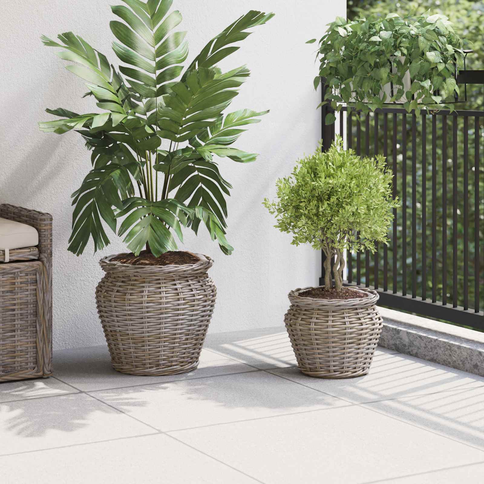 Blumentopfkorb Mit Speicher 2 Pcs Lacak Rattan
