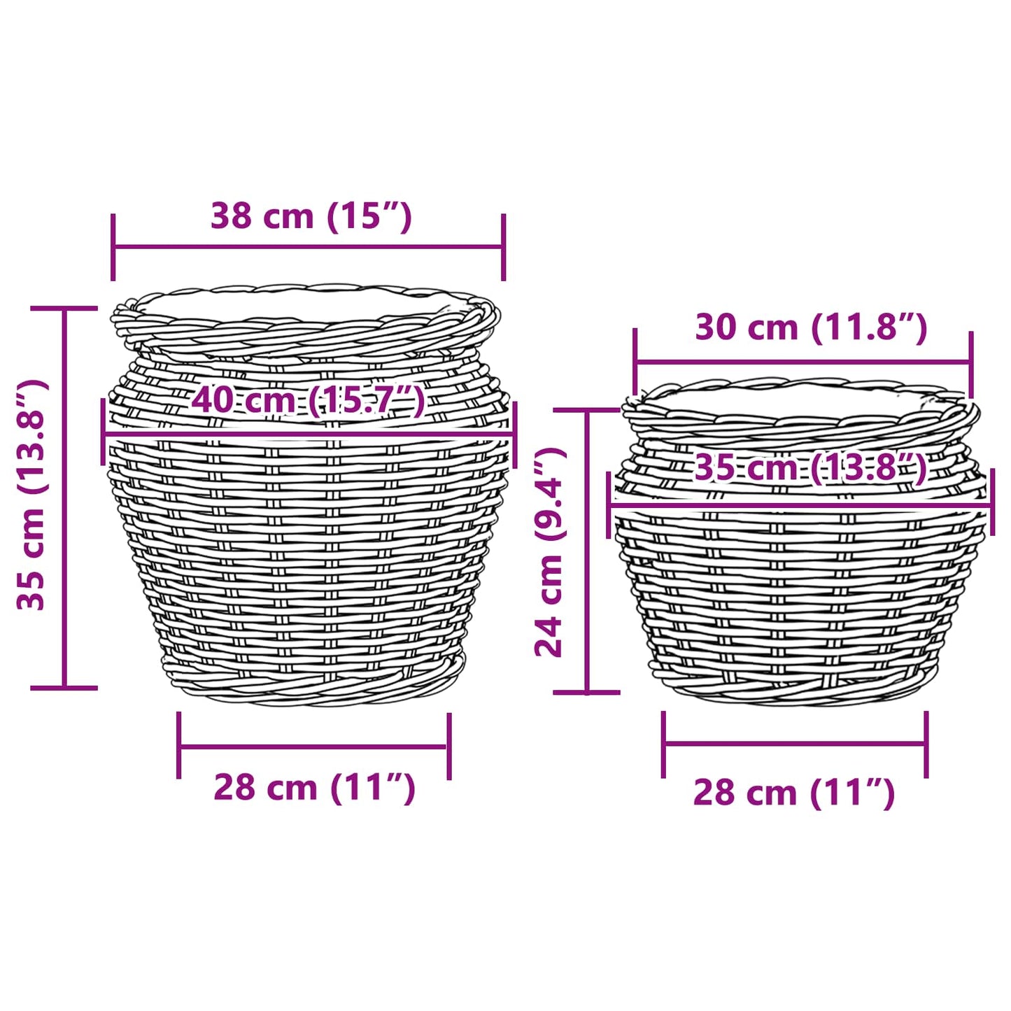 Blumentopfkorb Mit Speicher 2 Pcs Lacak Rattan
