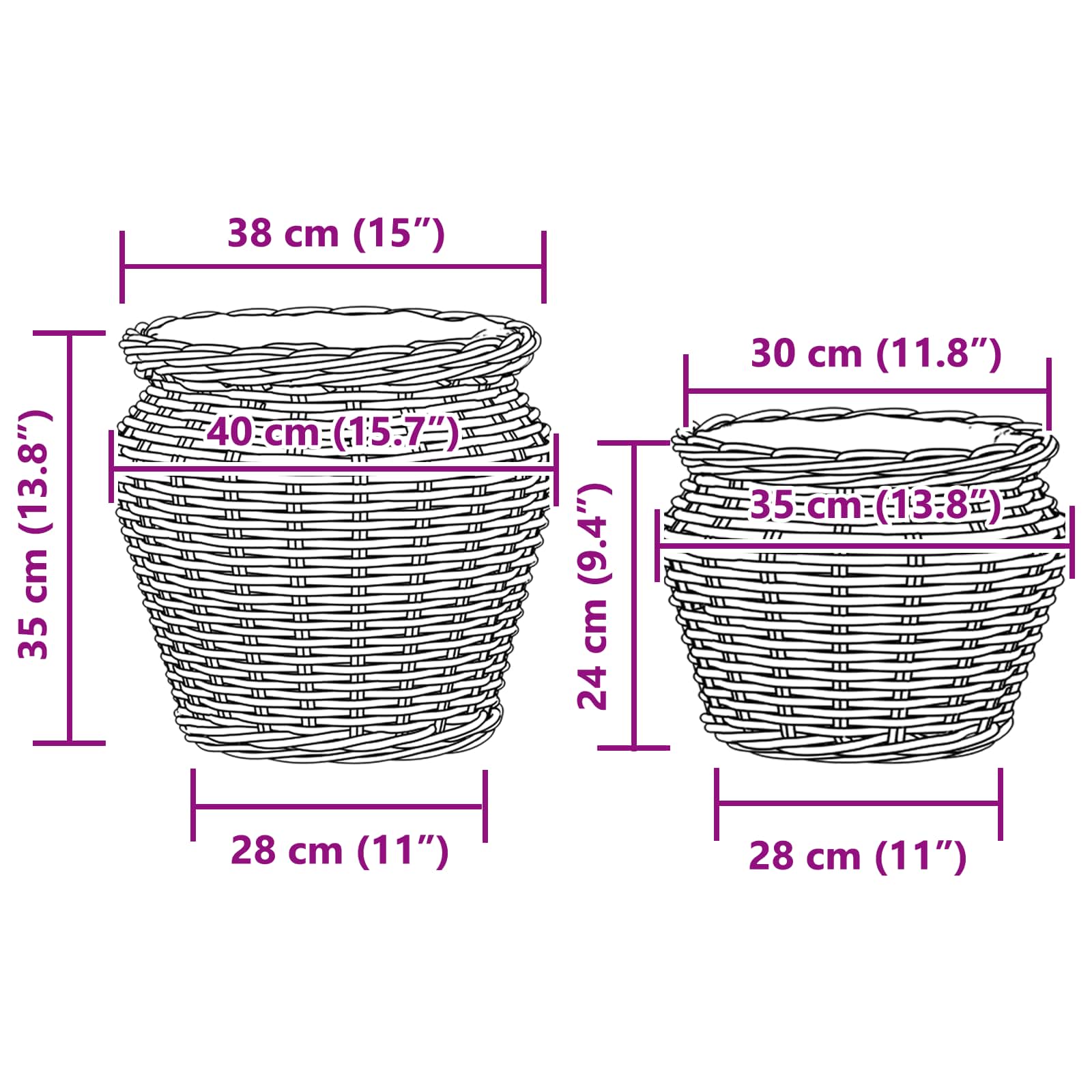 Blumentopfkorb Mit Speicher 2 Pcs Lacak Rattan