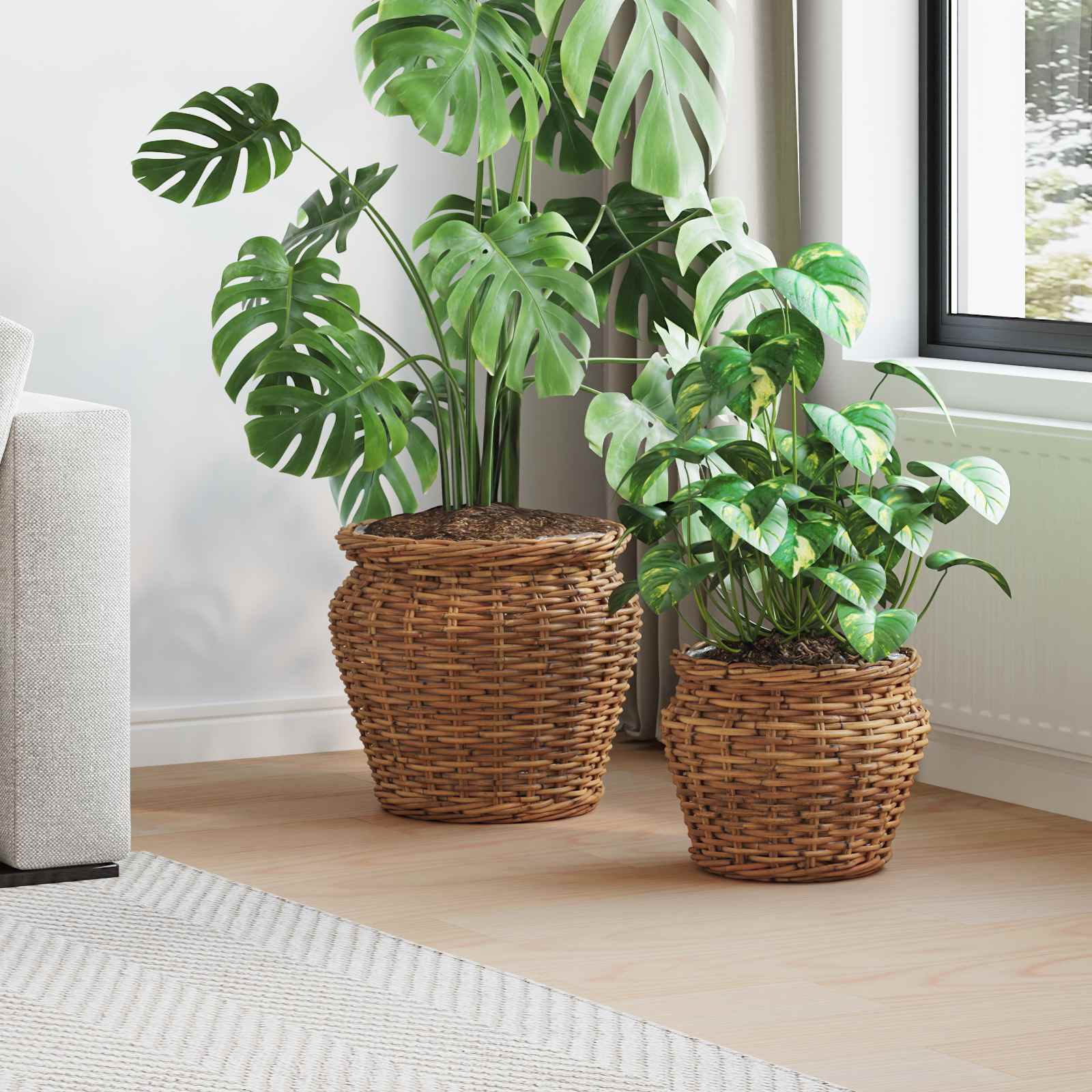 Blumentopfkorb Mit Speicher 2 Pcs Lacak Rattan
