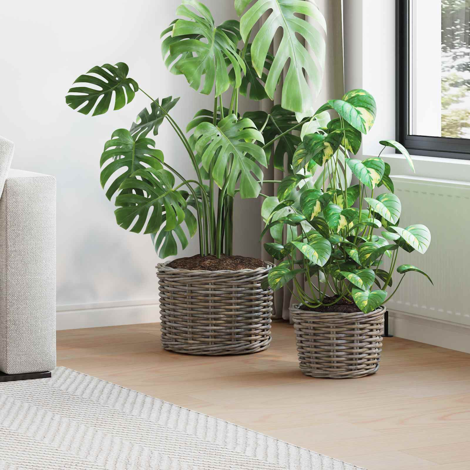 Blumentopf Korb Mit Speicher 2 Pcs Kubu Rattan