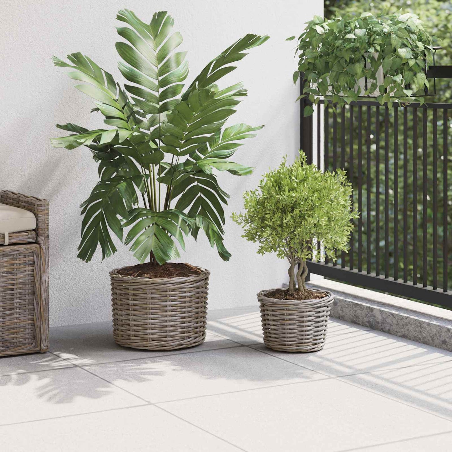 Blumentopf Korb Mit Speicher 2 Pcs Kubu Rattan