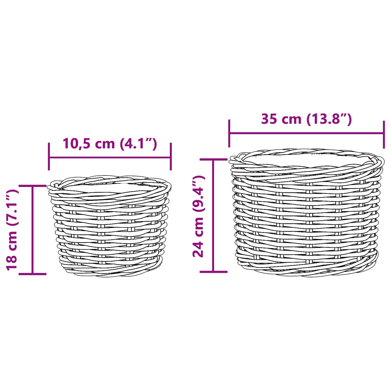 Blumentopf Korb Mit Speicher 2 Pcs Kubu Rattan
