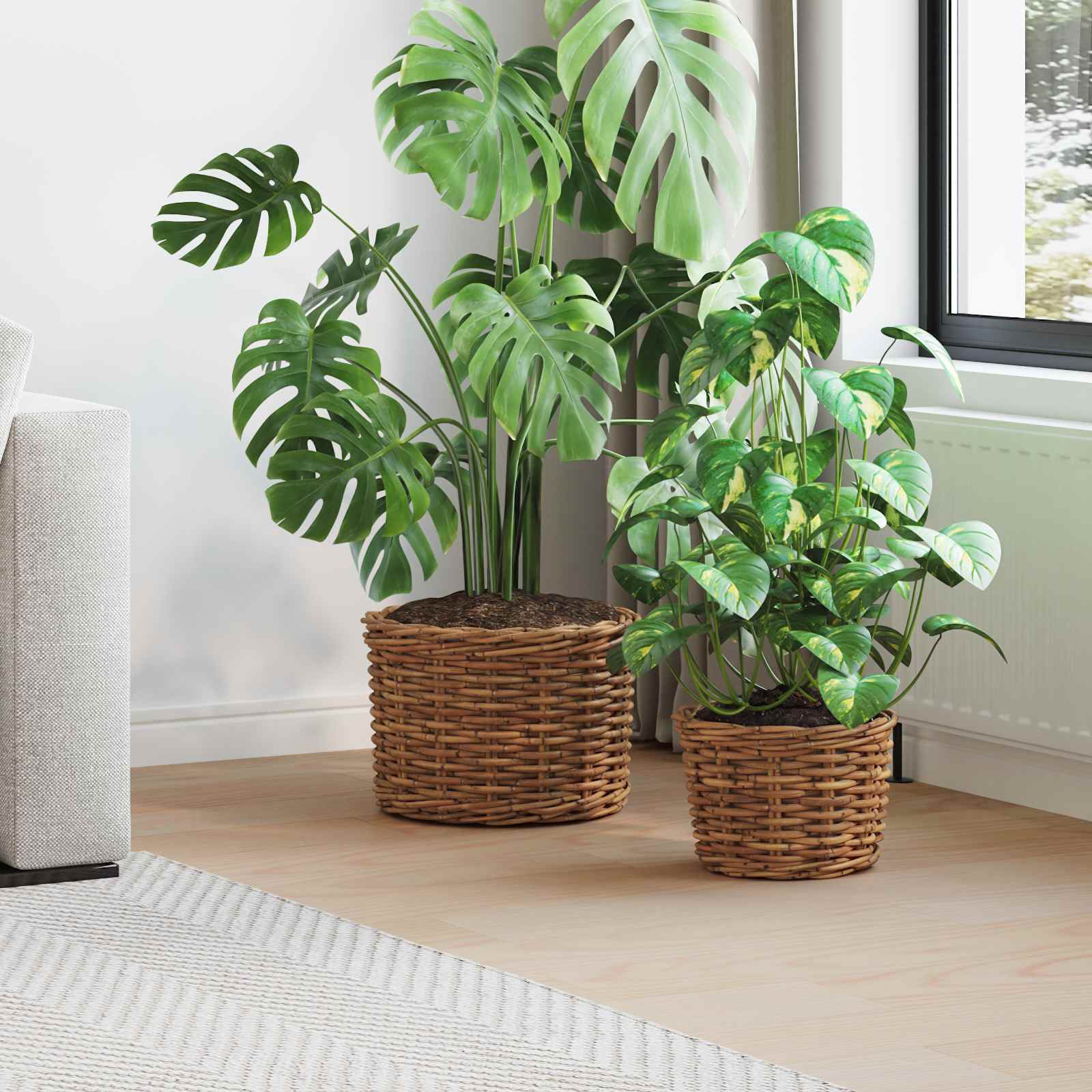 Blumentopf Korb Mit Speicher 2 Pcs Kubu Rattan