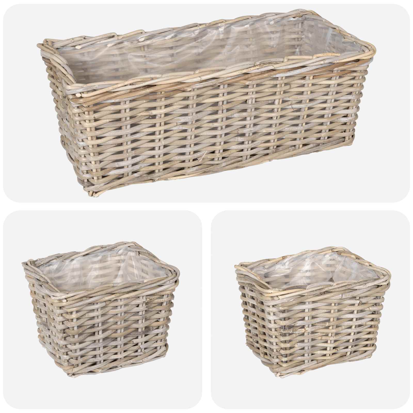 Blumentopfkorb Mit Speicher 3 Pcs Kubu Rattan