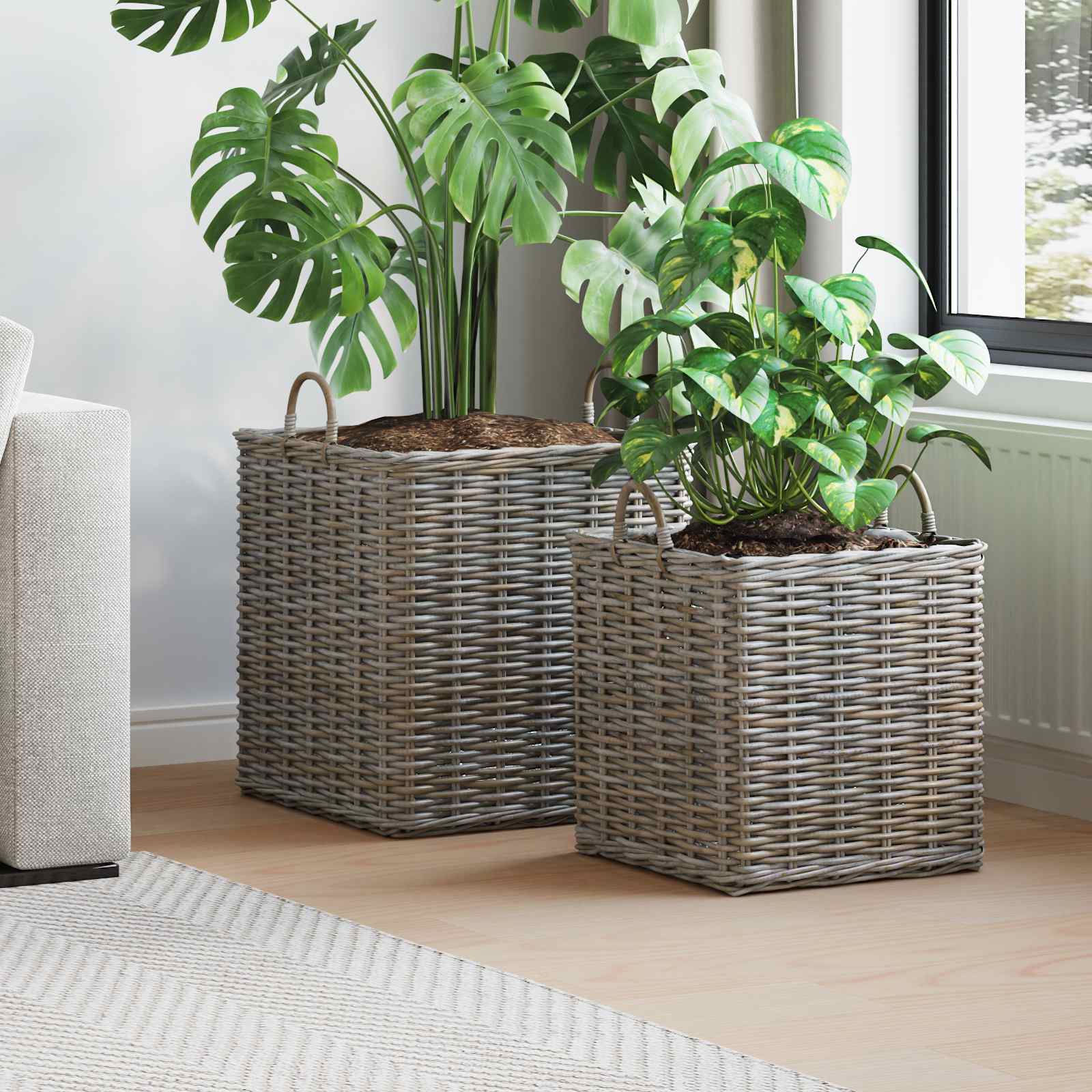 Pflanzer Korb Mit Speicher 2 Pcs Lacak Rattan