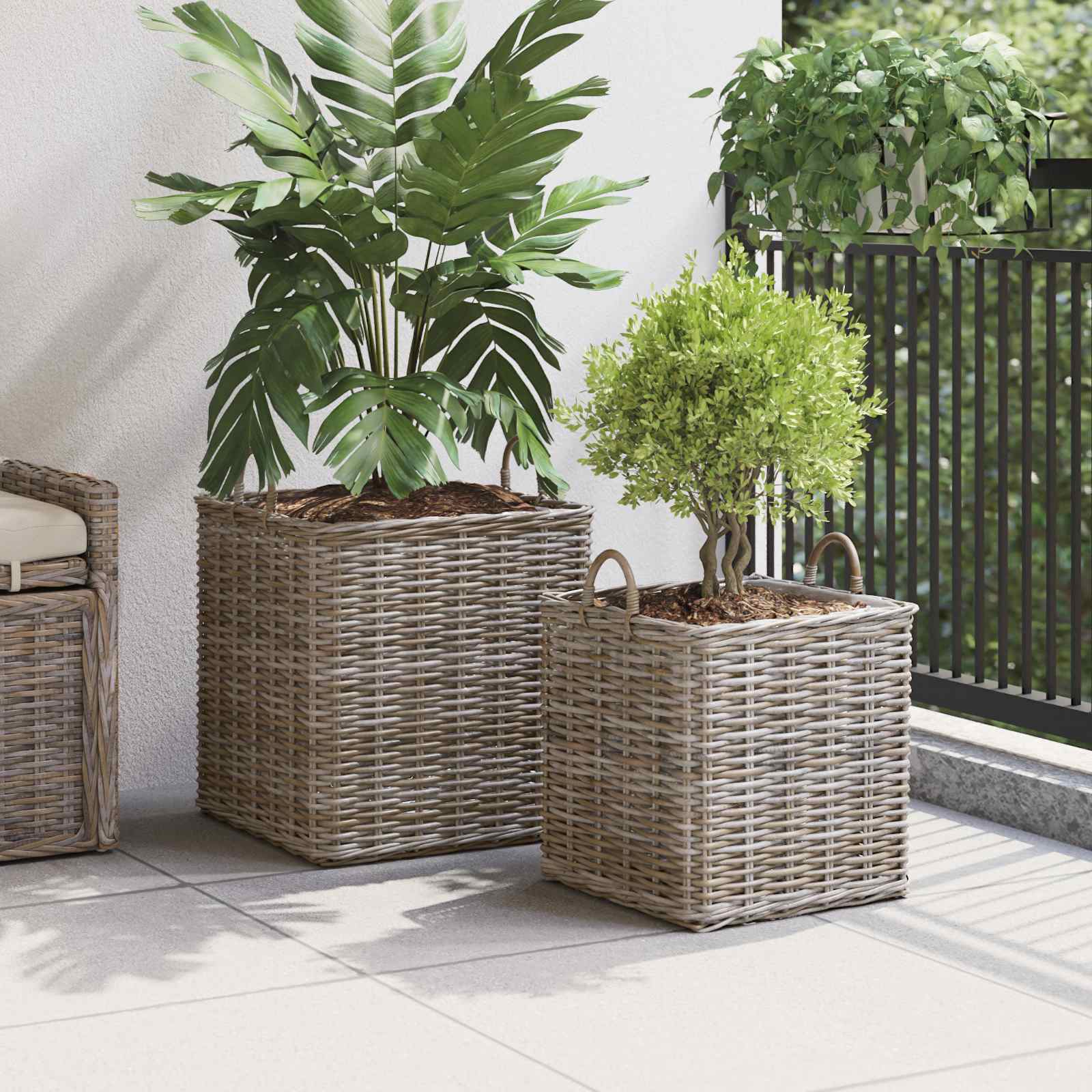 Pflanzer Korb Mit Speicher 2 Pcs Lacak Rattan