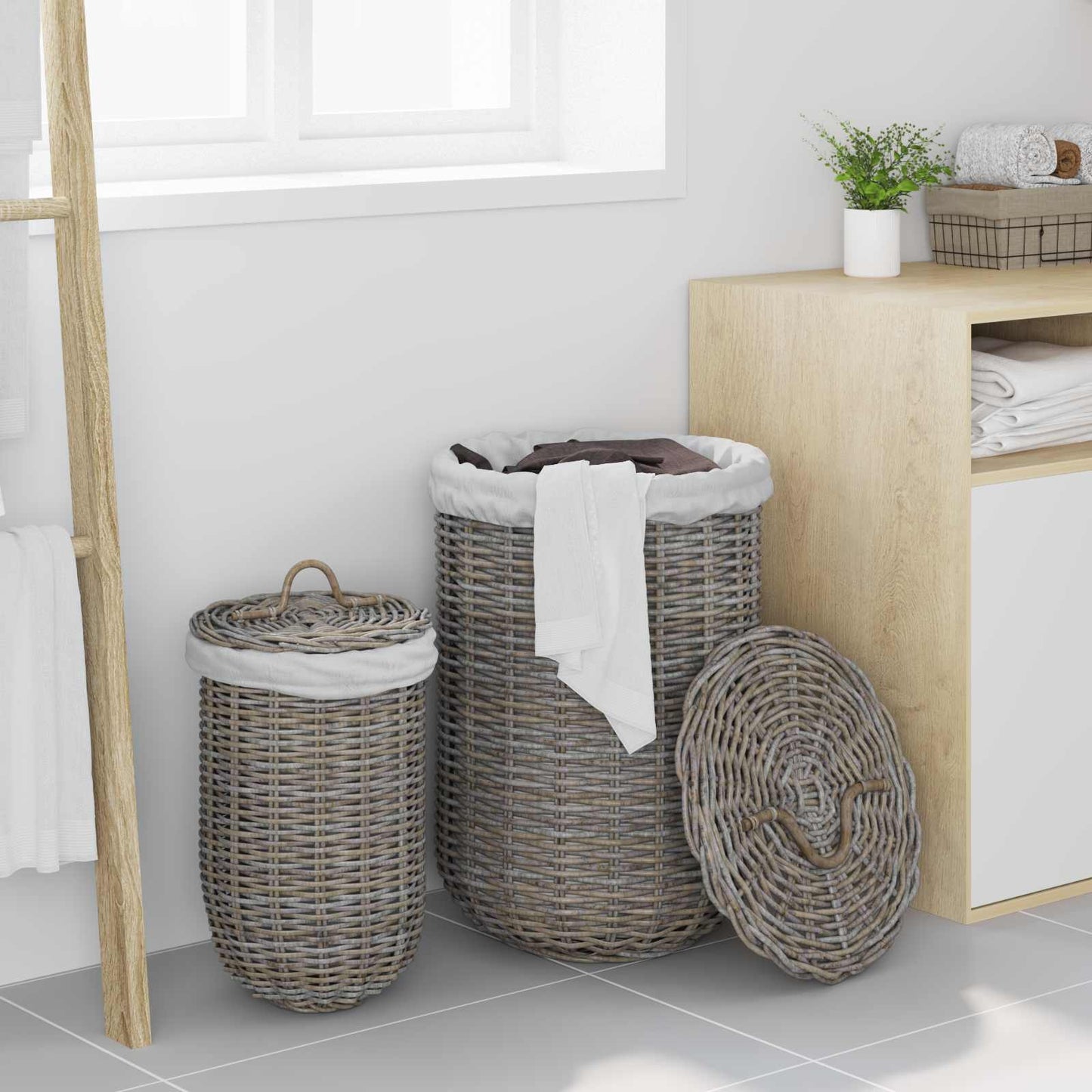 Wäschekorb Mit Deckel 2 Pcs Kubu Kubu Rattan