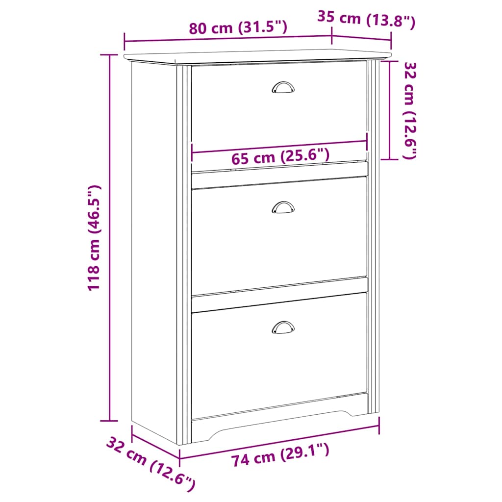 Schuhregal Bodo 80 X 35 X 118 Cm Holzwerkstoff