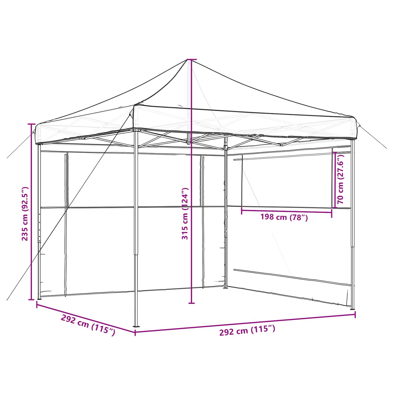 Party-Zelt 292 X 292 X 315 Cm Oxford-Stoff