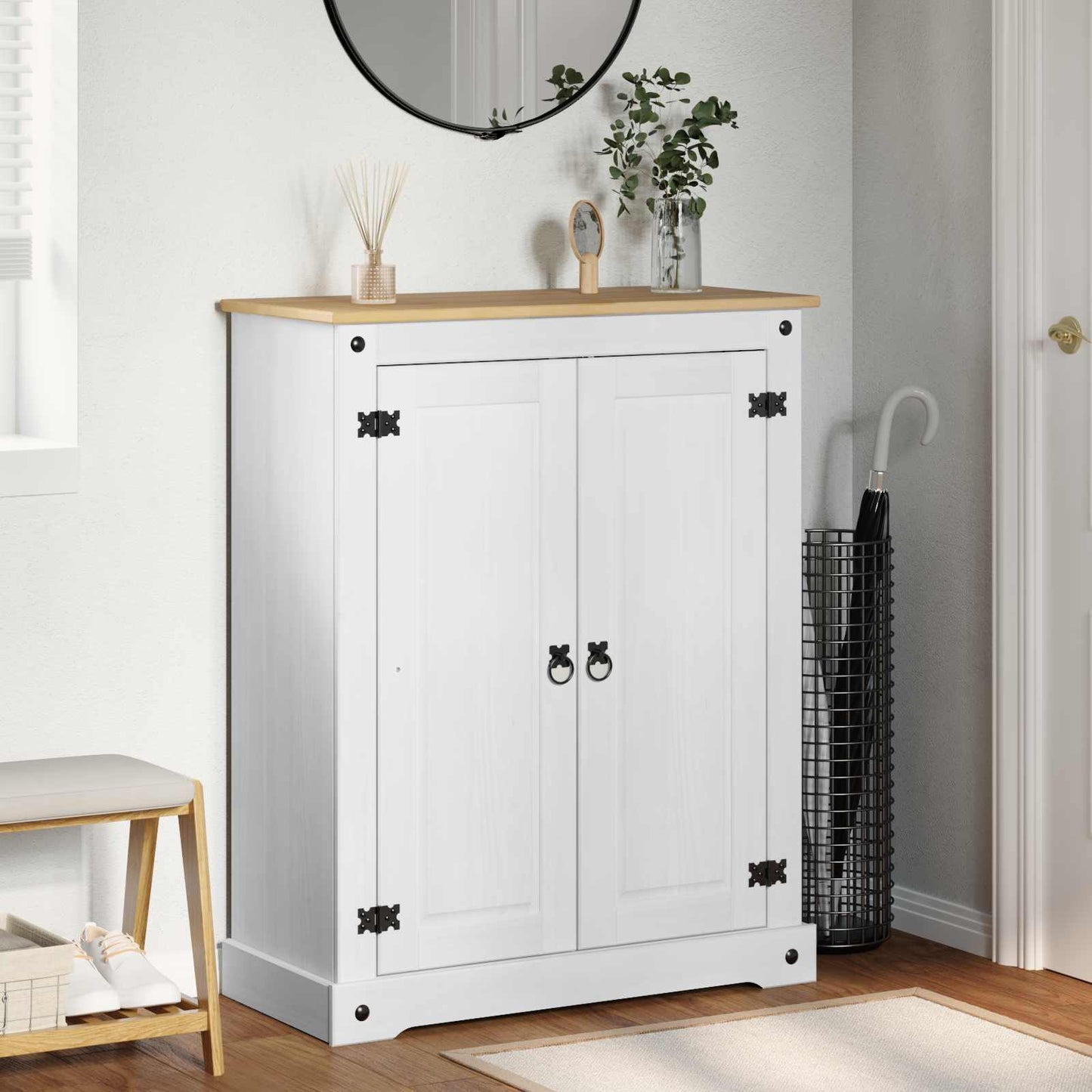 Schuhschrank 86 X 38,5 X 108 Cm Massives Kiefernholz