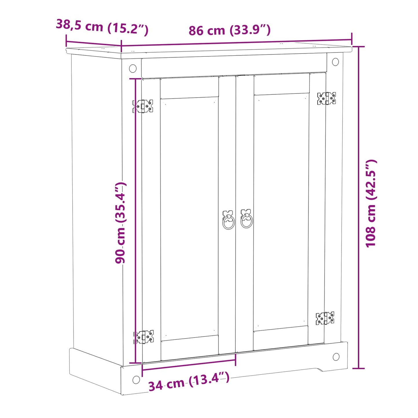 Schuhschrank 86 X 38,5 X 108 Cm Massives Kiefernholz