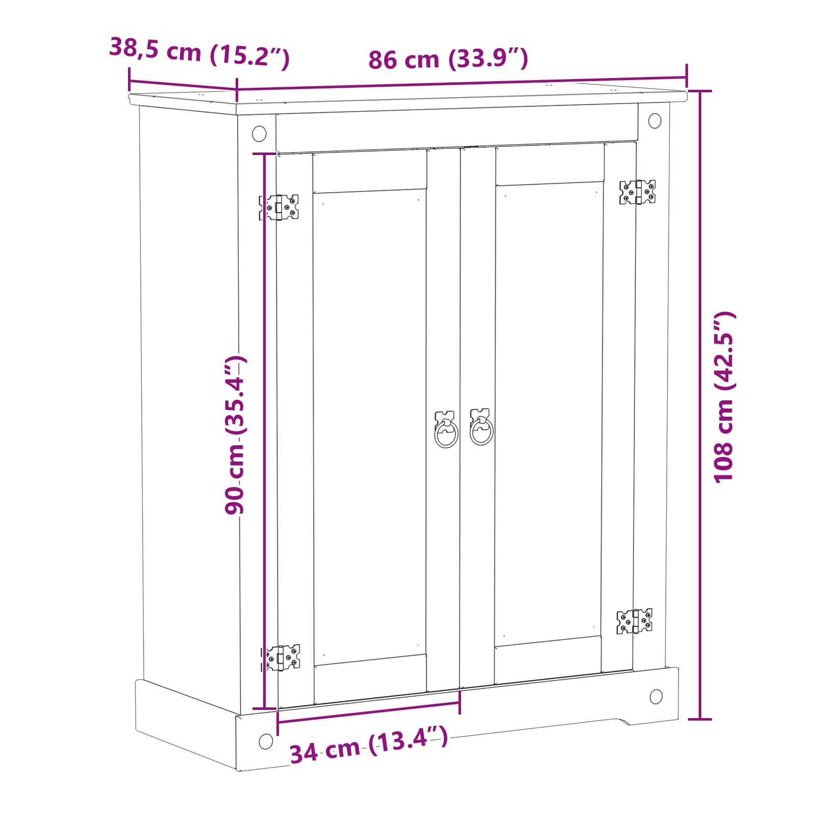 Schuhschrank 86 X 38,5 X 108 Cm Massives Kiefernholz