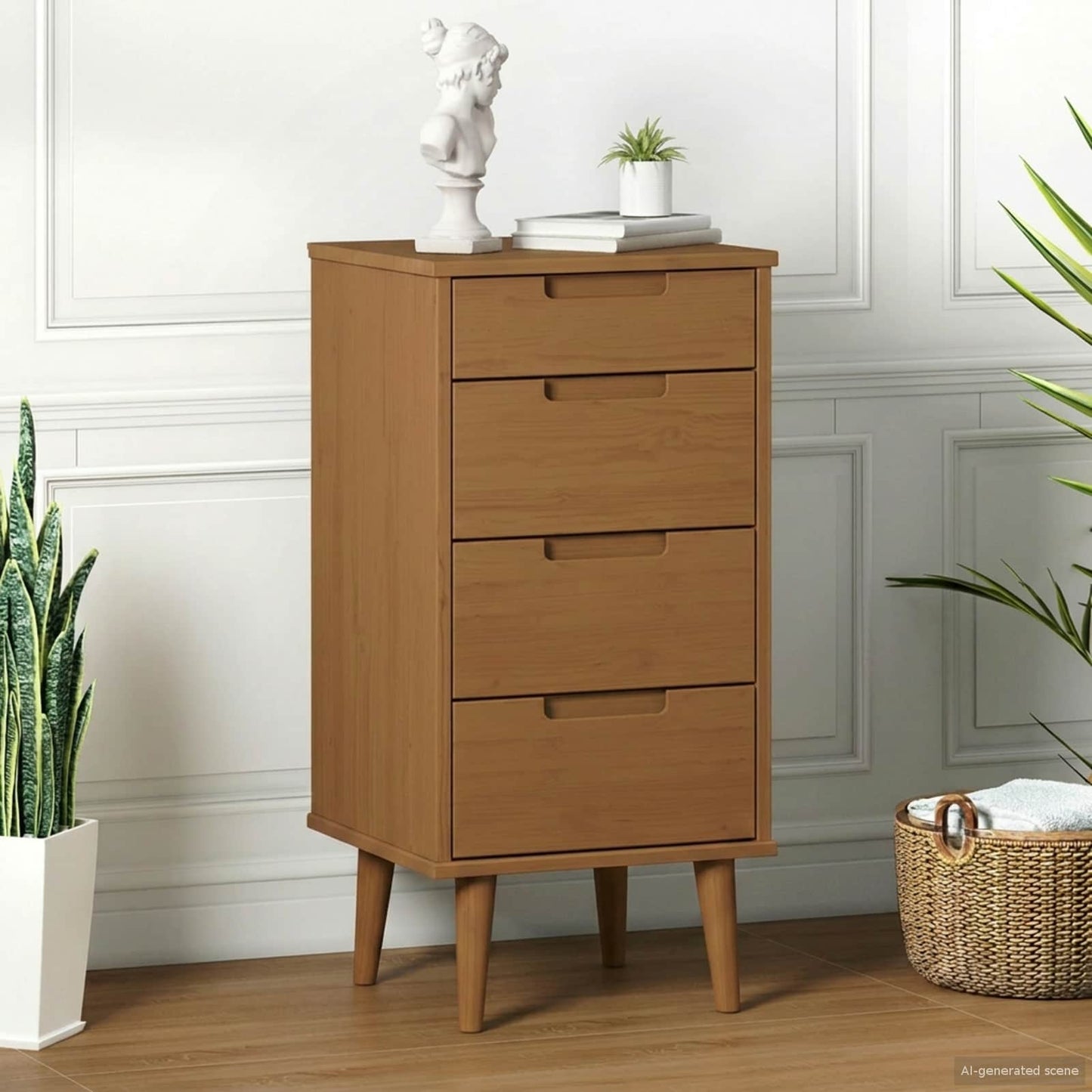 Kommode Molde 40 X 35 X 82 Cm Massives Kiefernholz