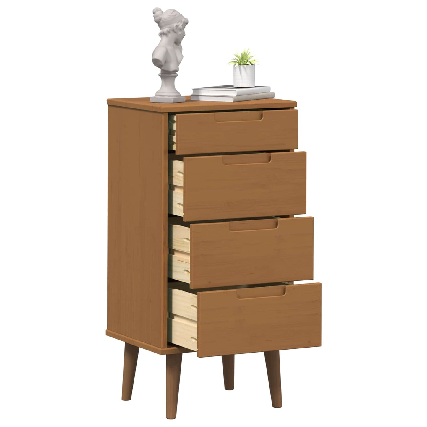 Kommode Molde 40 X 35 X 82 Cm Massives Kiefernholz