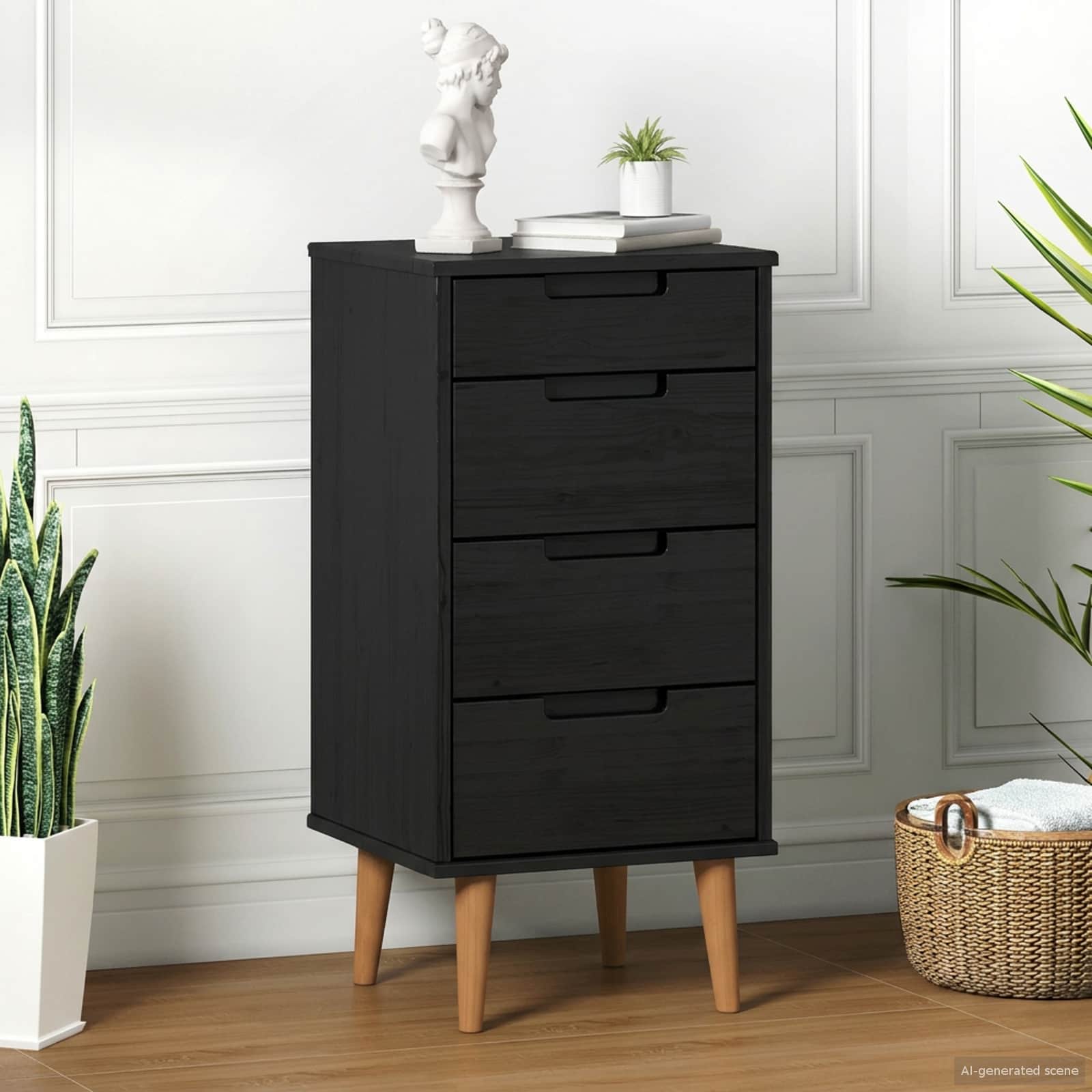 Kommode Molde 40 X 35 X 82 Cm Massives Kiefernholz