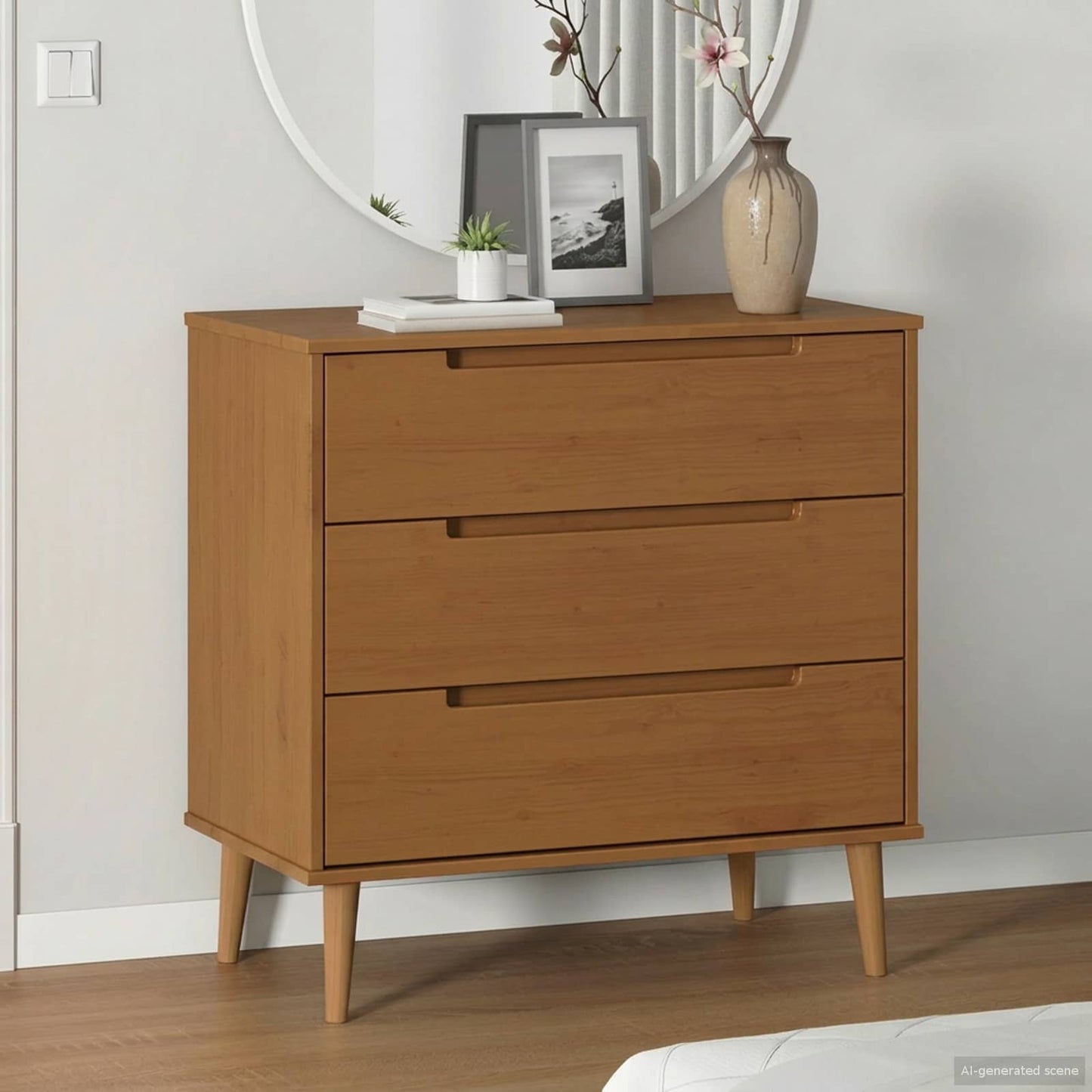 Kommode Molde 80 X 40 X 80 Cm Massives Kiefernholz