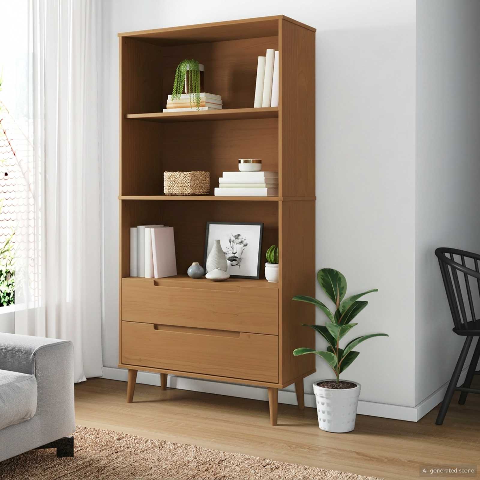 Bücherregal Molde 85 X 35 X 170,5 Cm Massives Kiefernholz