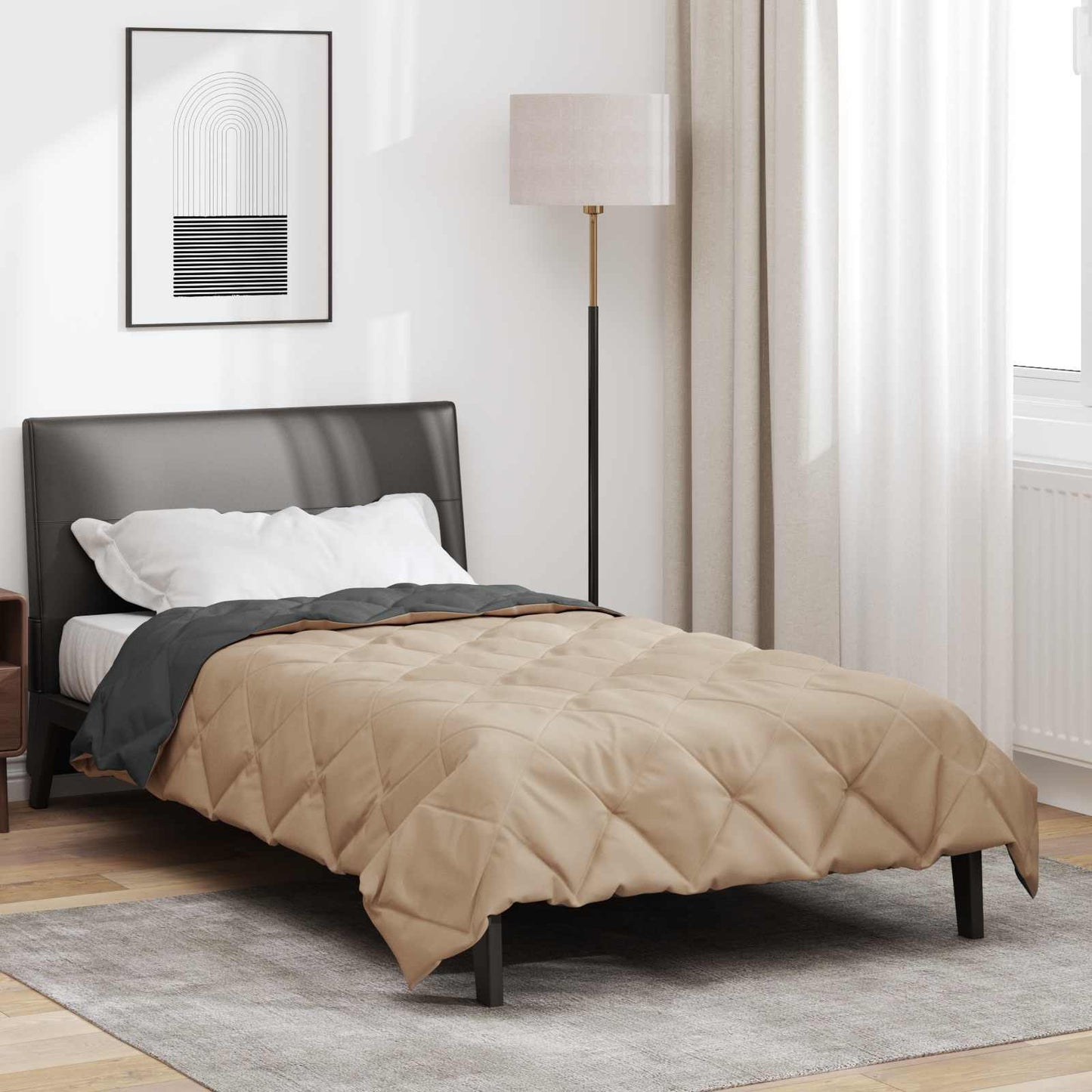 Sommerdecke 200 X 135 Cm Mikrofaser Anthrazit Und Taupe