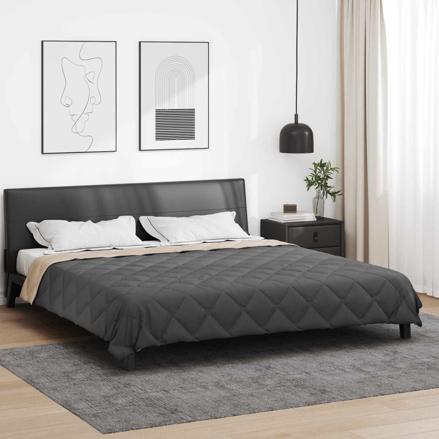 Sommerdecke 200 X 135 Cm Mikrofaser Anthrazit Und Taupe