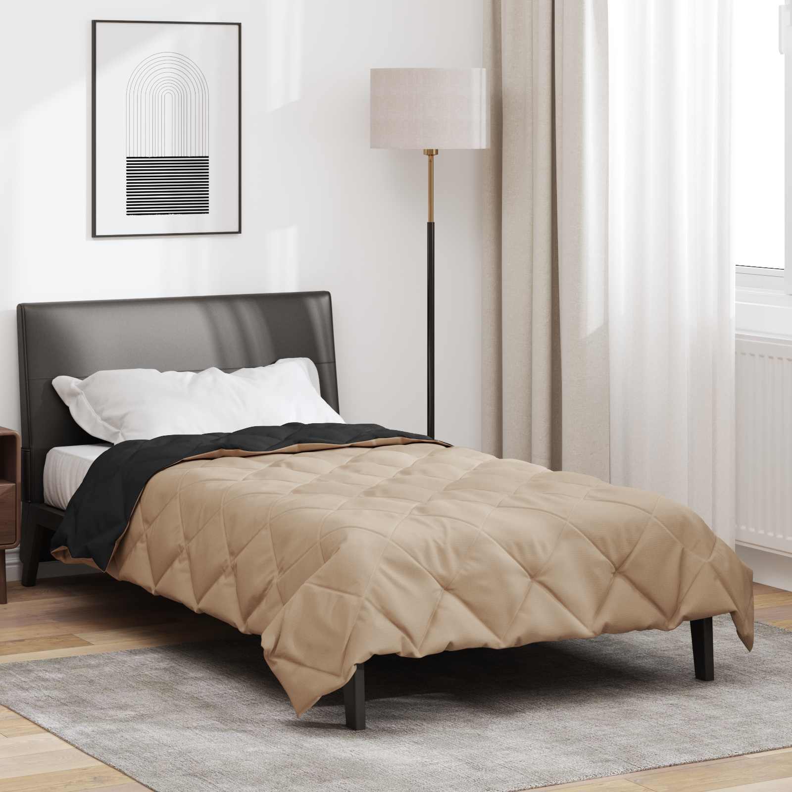 Sommerdecke 200 X 135 Cm Mikrofaser Schwarz Und Taupe