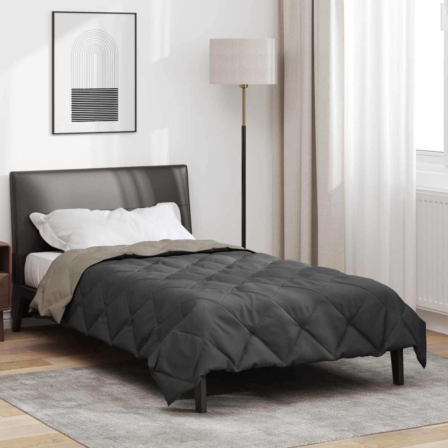 Sommerdecke 200 X 135 Cm Mikrofaser Hellgrau Und Anthrazit