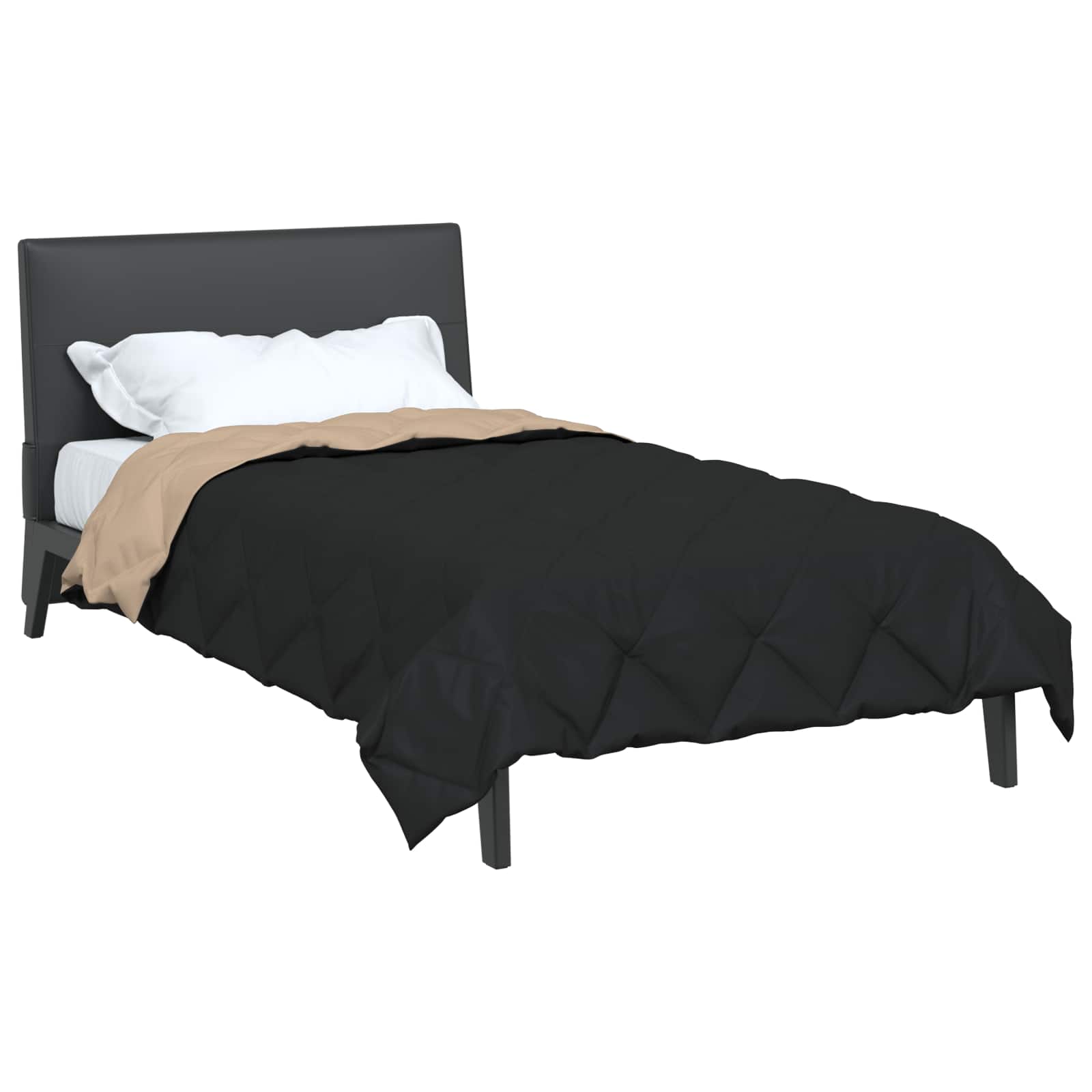 Ganzjahresbettdecke Mikrofaser Schwarz Und Taupe
