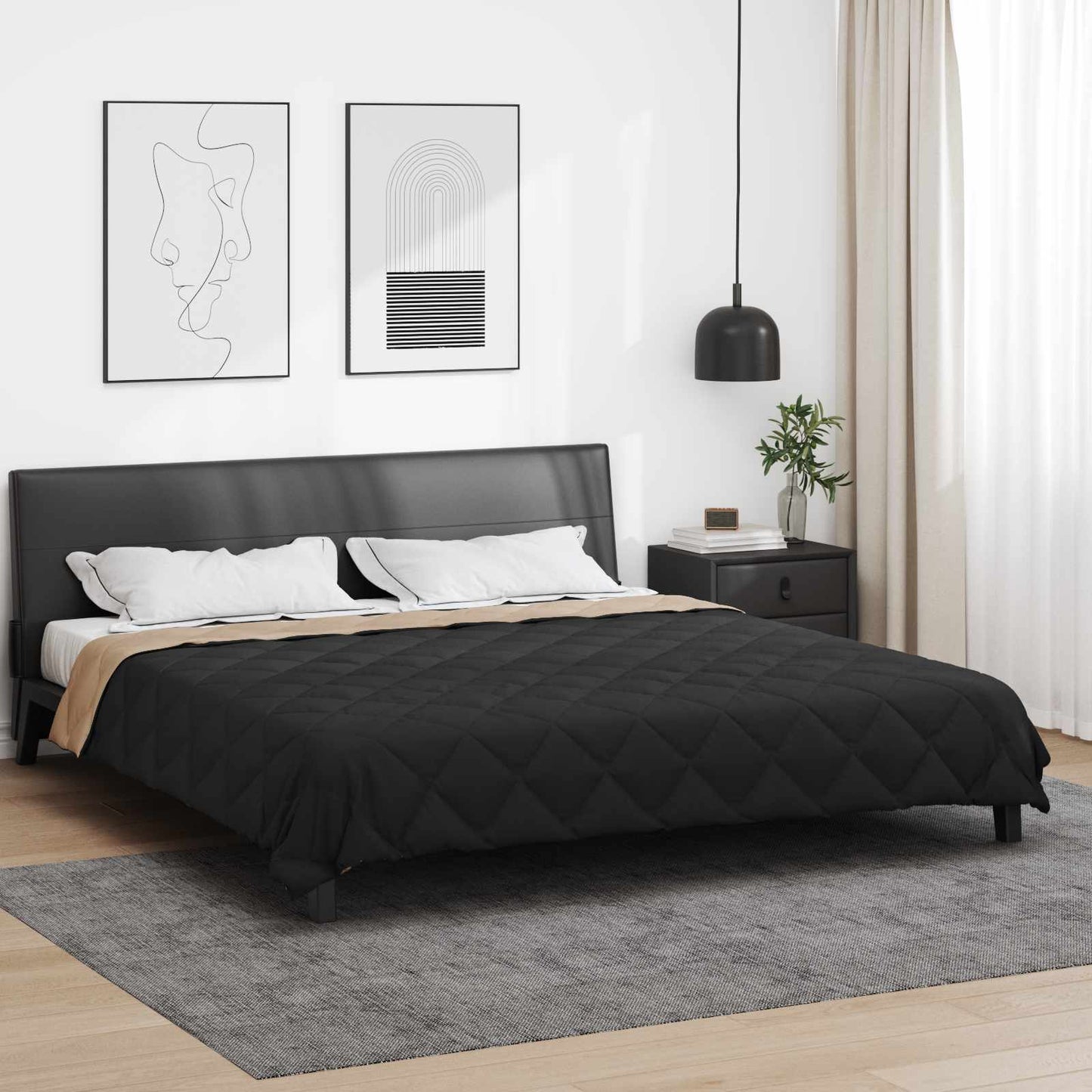 Ganzjahresbettdecke Mikrofaser Schwarz Und Taupe