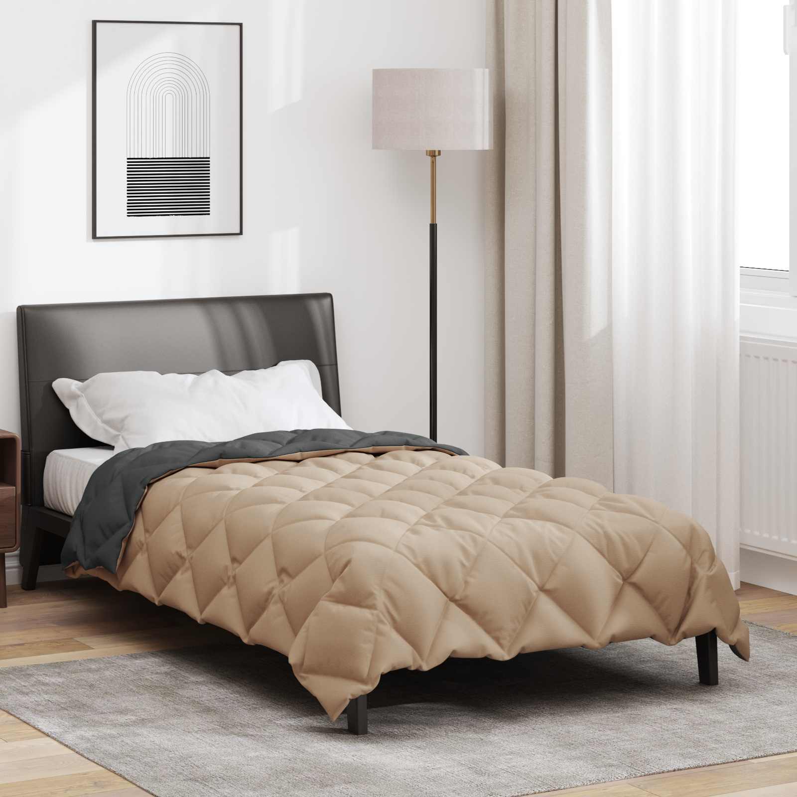 Winterbettdecke Mikrofaser Anthrazit Und Taupe