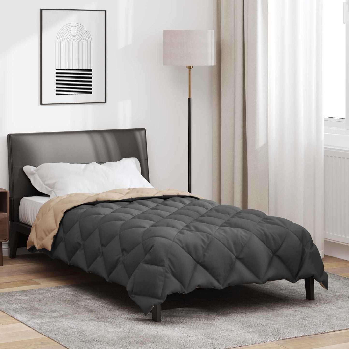 Winterbettdecke Mikrofaser Anthrazit Und Taupe