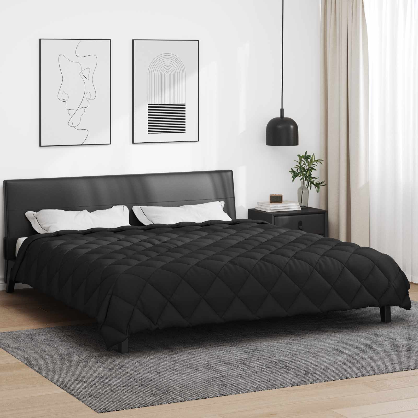 Winterbettdecke Mikrofaser Schwarz