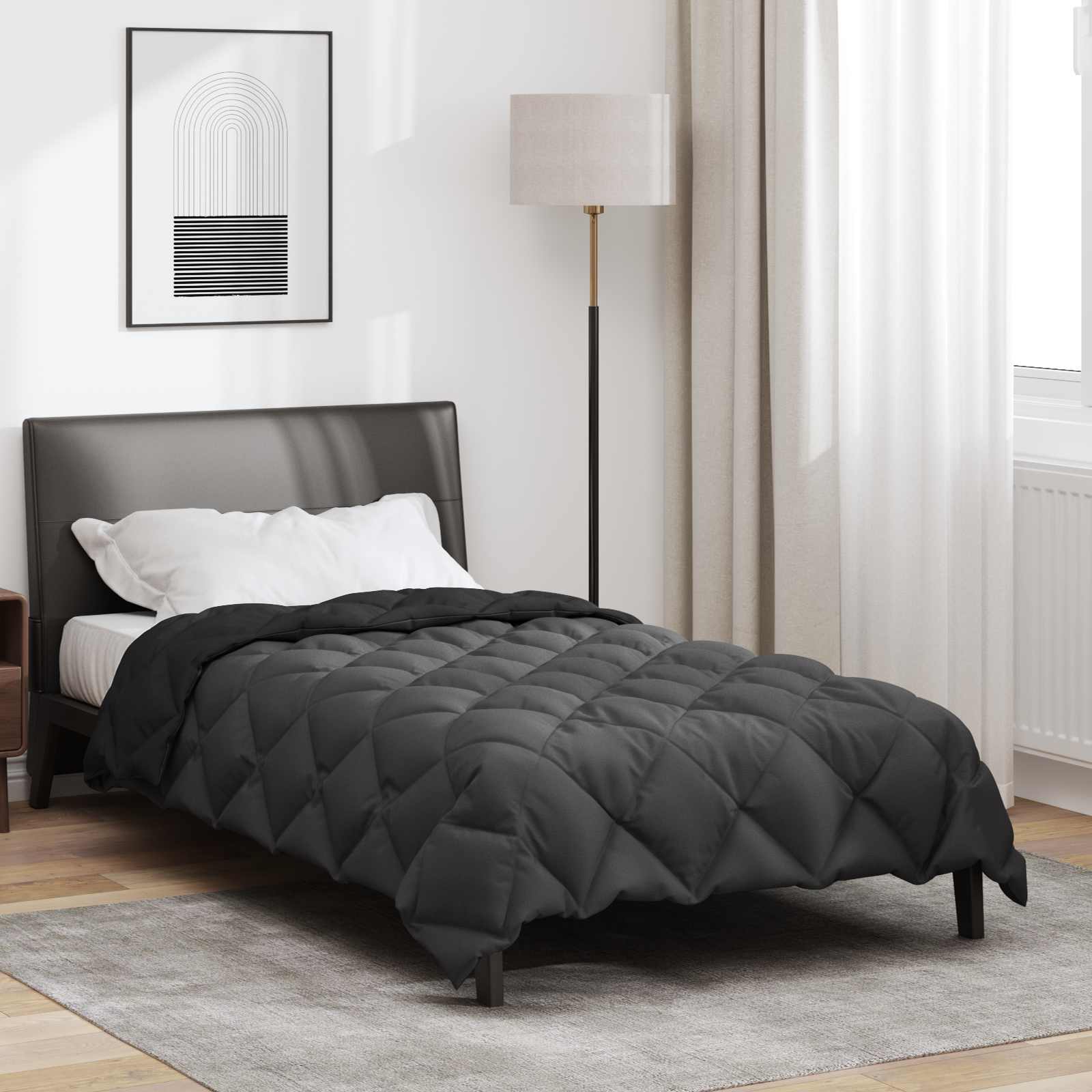 Winterbettdecke Mikrofaser Schwarz Und Anthrazit