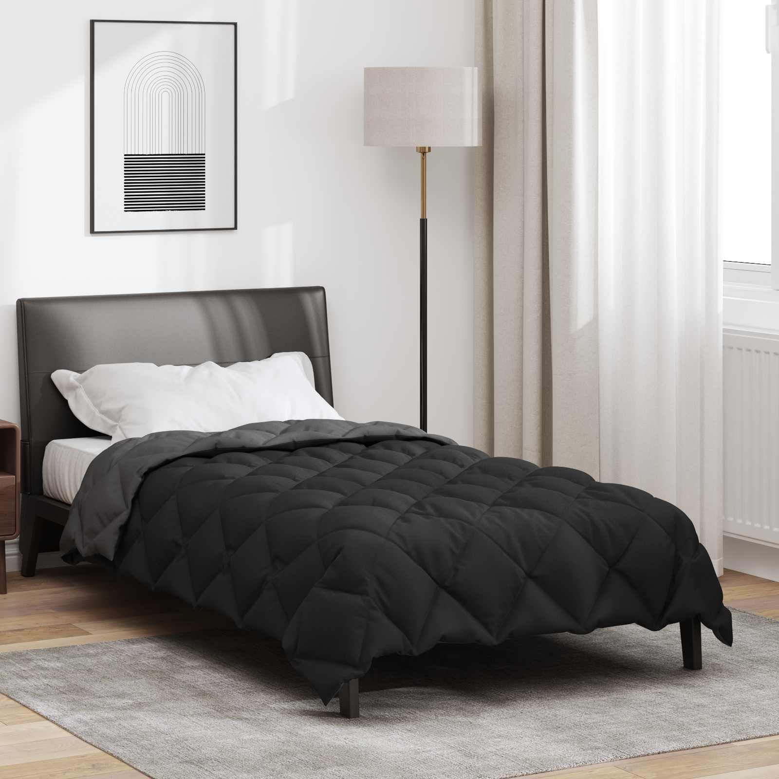 Winterbettdecke Mikrofaser Schwarz Und Anthrazit