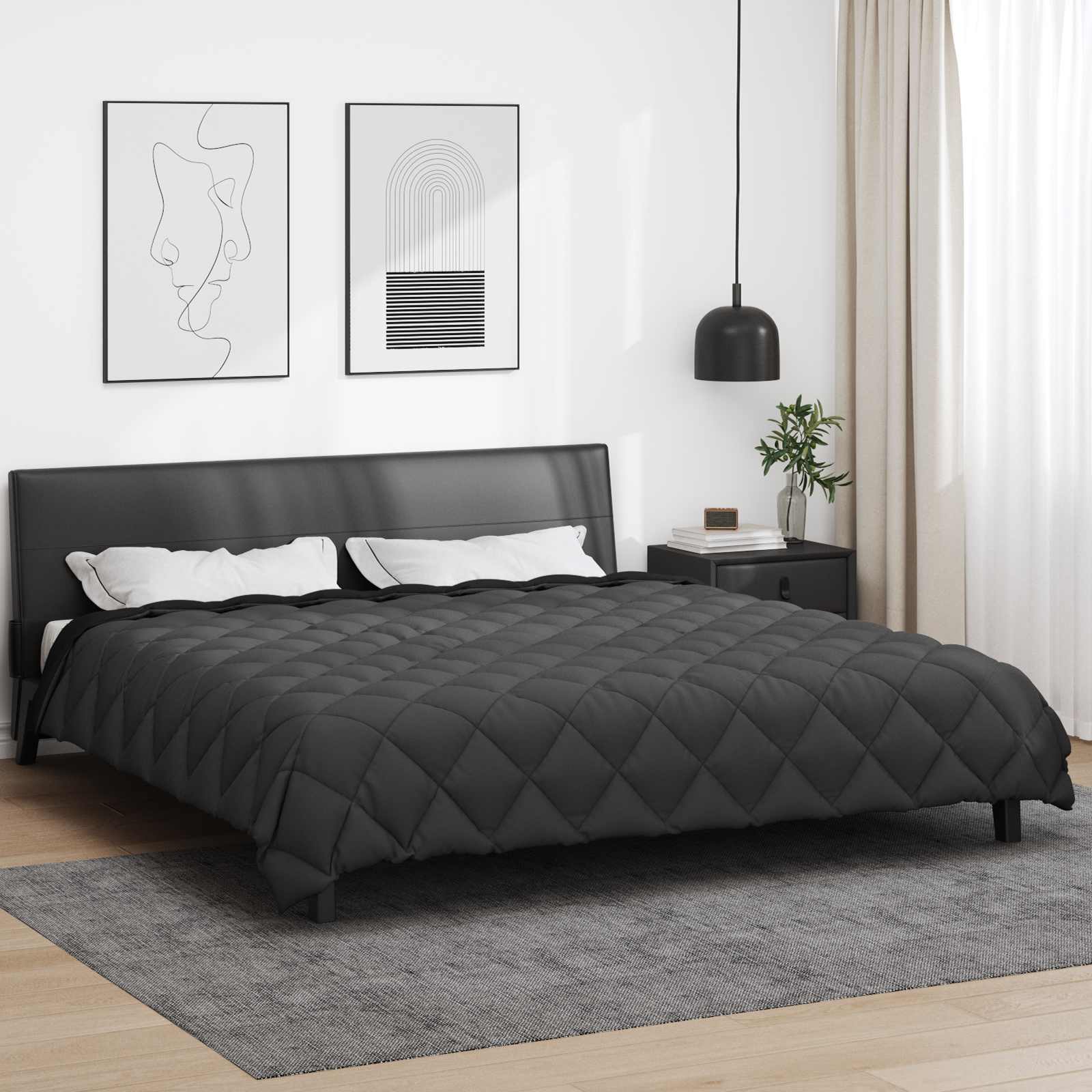 Winterbettdecke Mikrofaser Schwarz Und Anthrazit