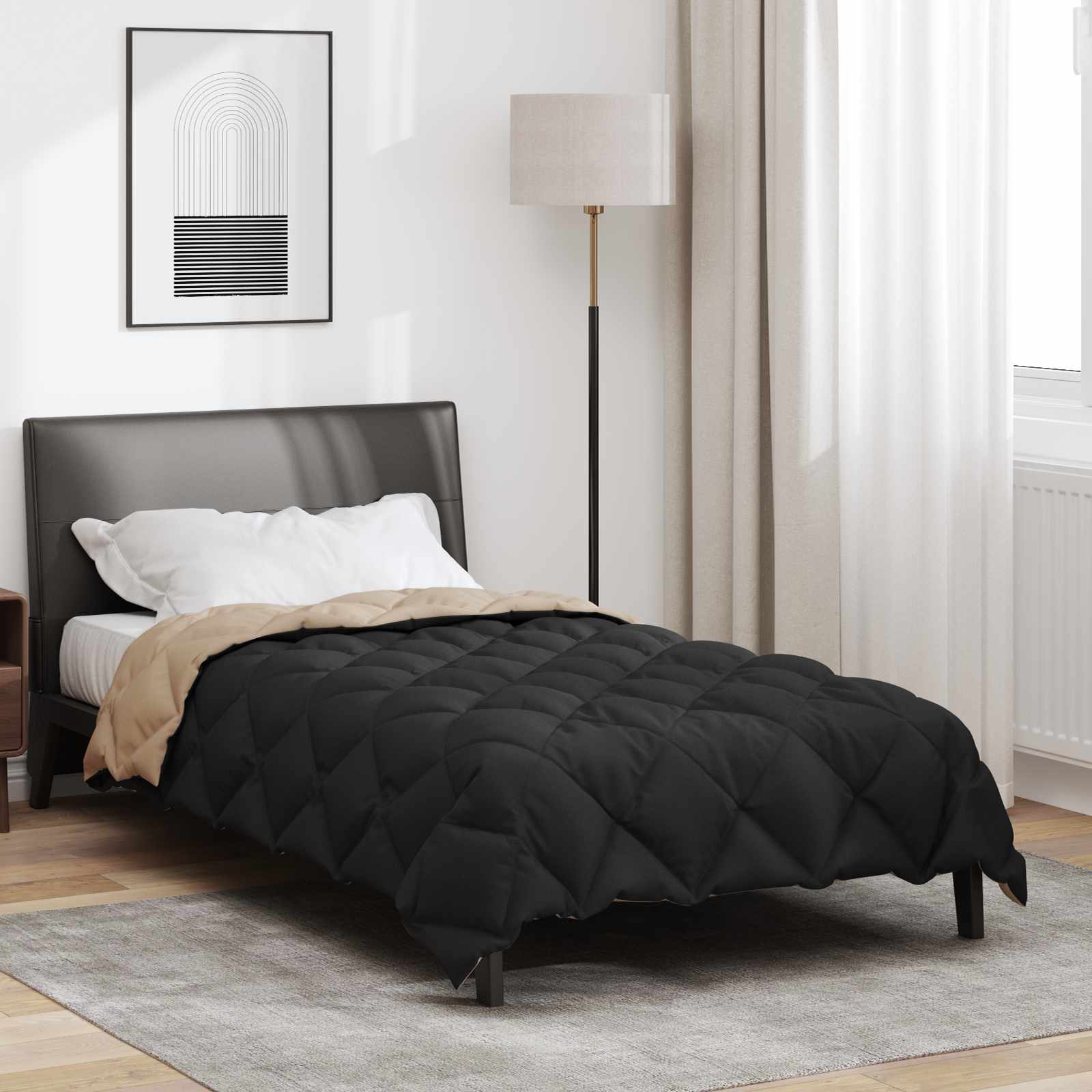 Winterbettdecke Mikrofaser Schwarz Und Taupe