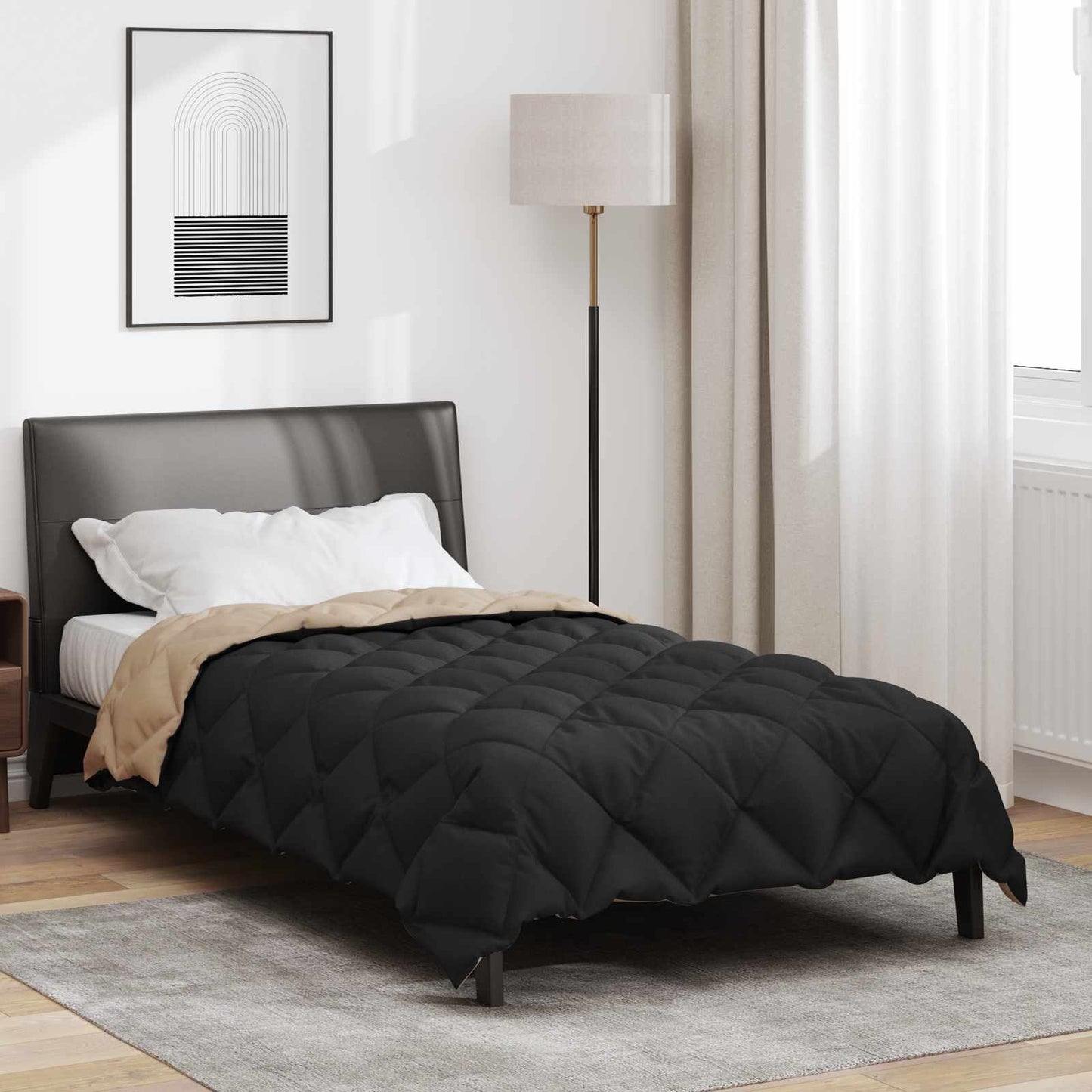 Winterbettdecke Mikrofaser Schwarz Und Taupe