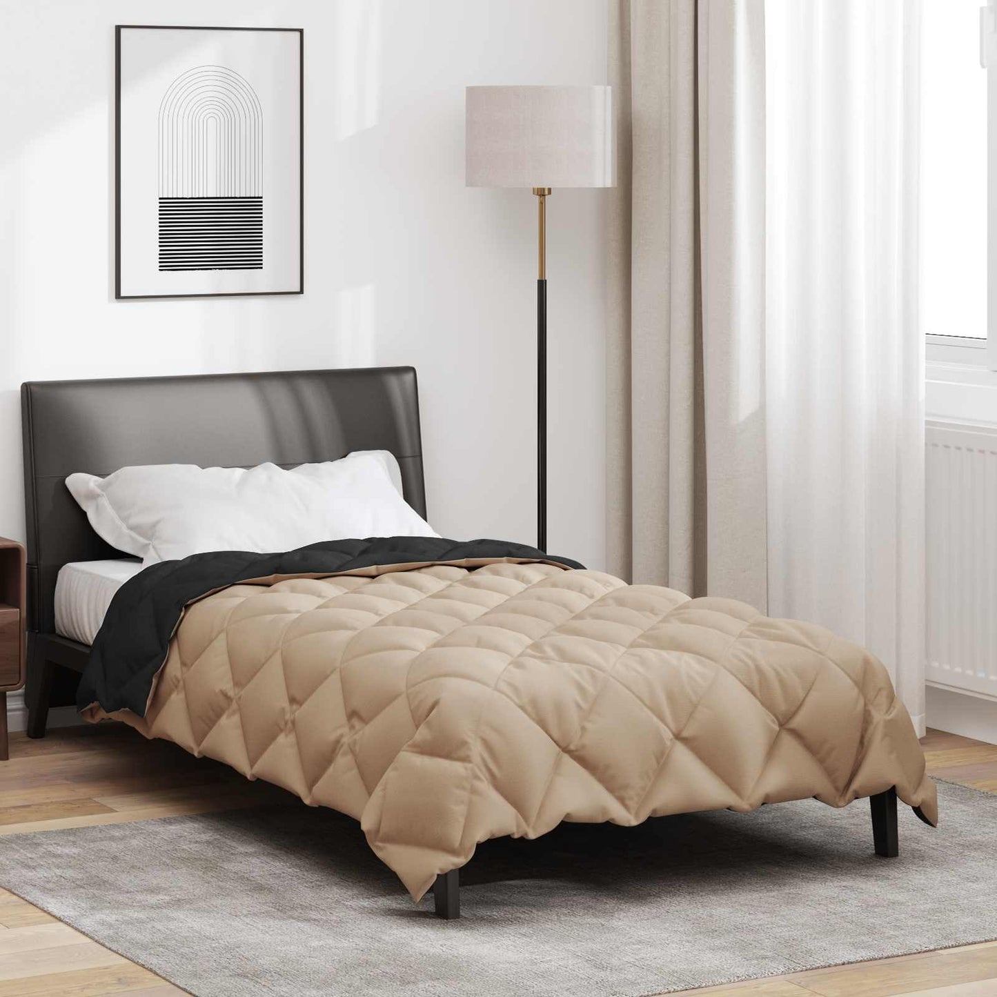 Winterbettdecke Mikrofaser Schwarz Und Taupe