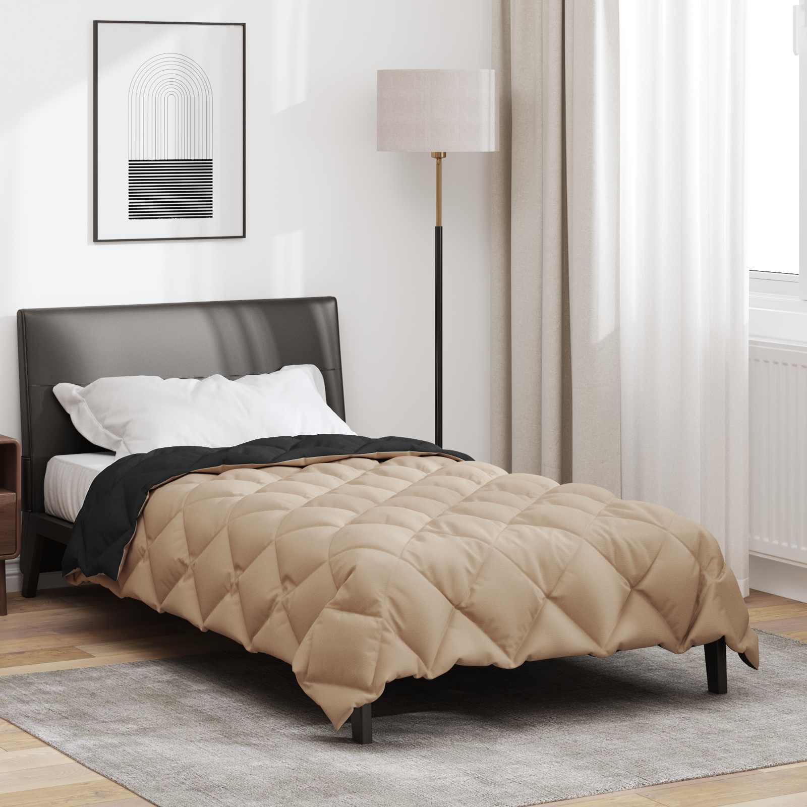 Winterbettdecke Mikrofaser Schwarz Und Taupe