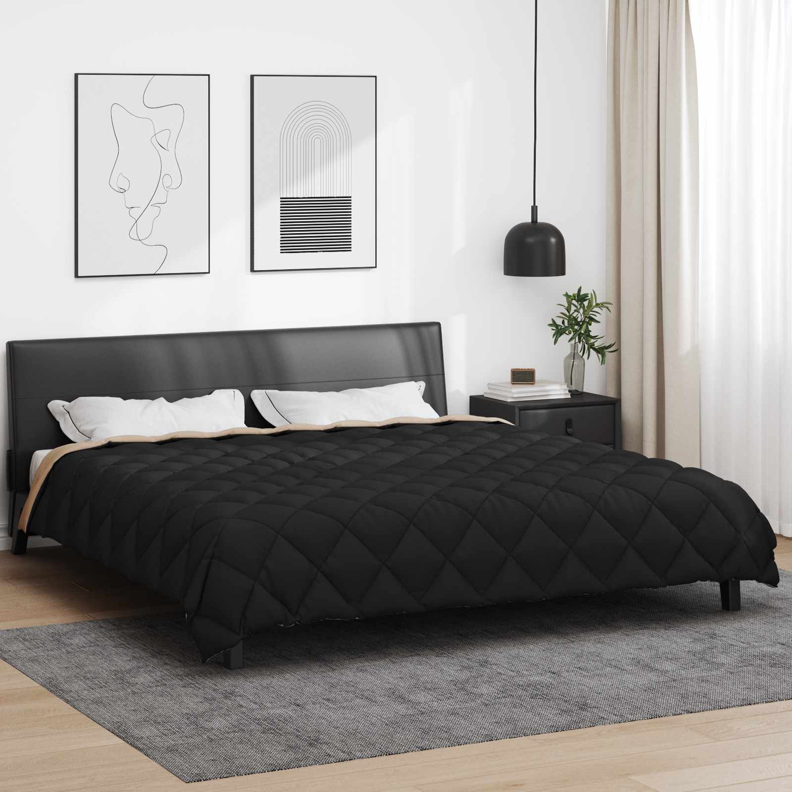 Winterbettdecke Mikrofaser Schwarz Und Taupe