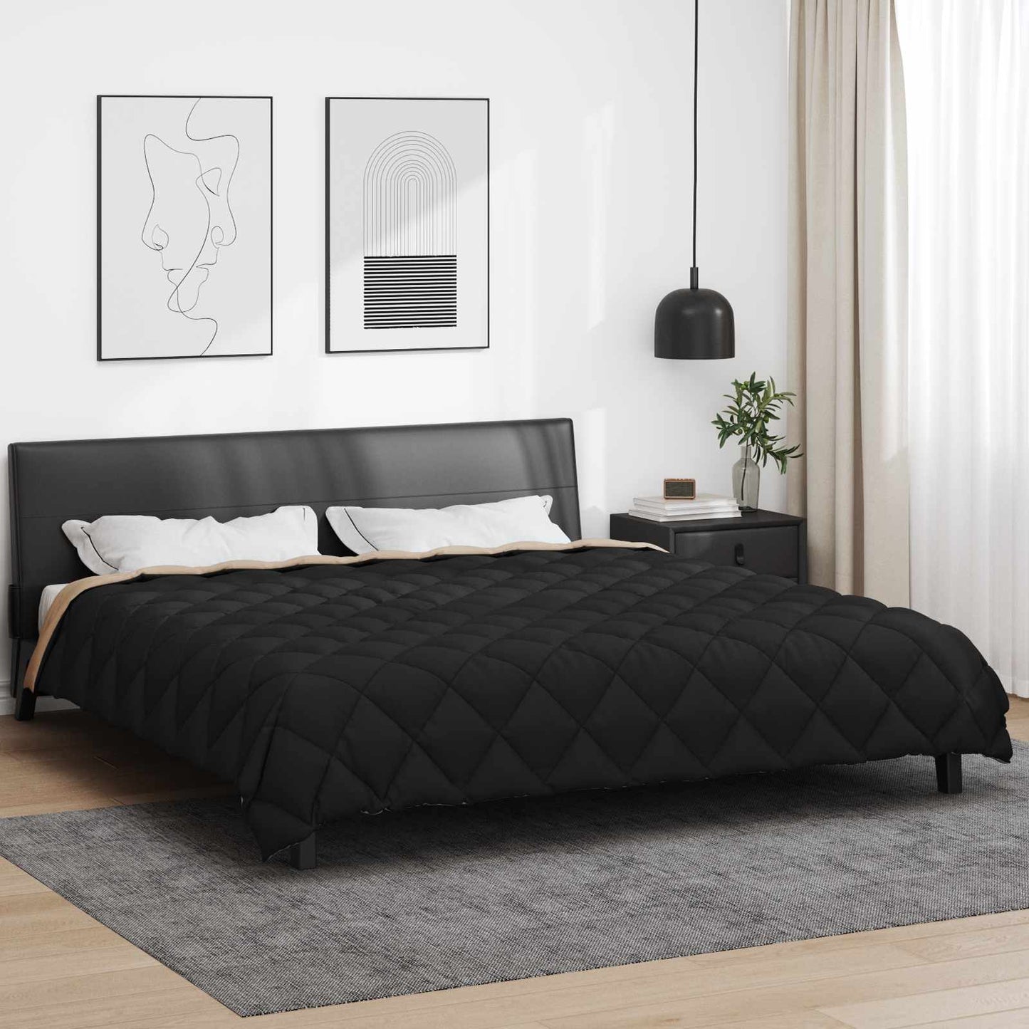 Winterbettdecke Mikrofaser Schwarz Und Taupe