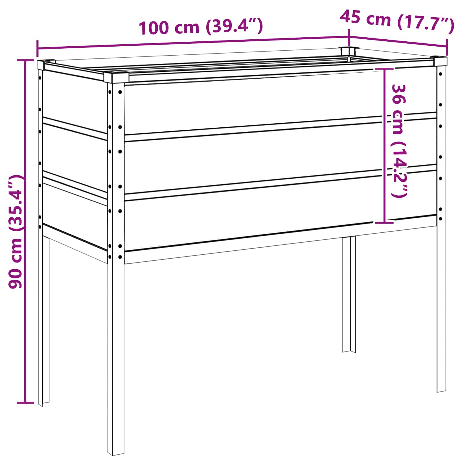 Pflanzkübel 100 X 45 X 90 Cm Verzinkter Stahl